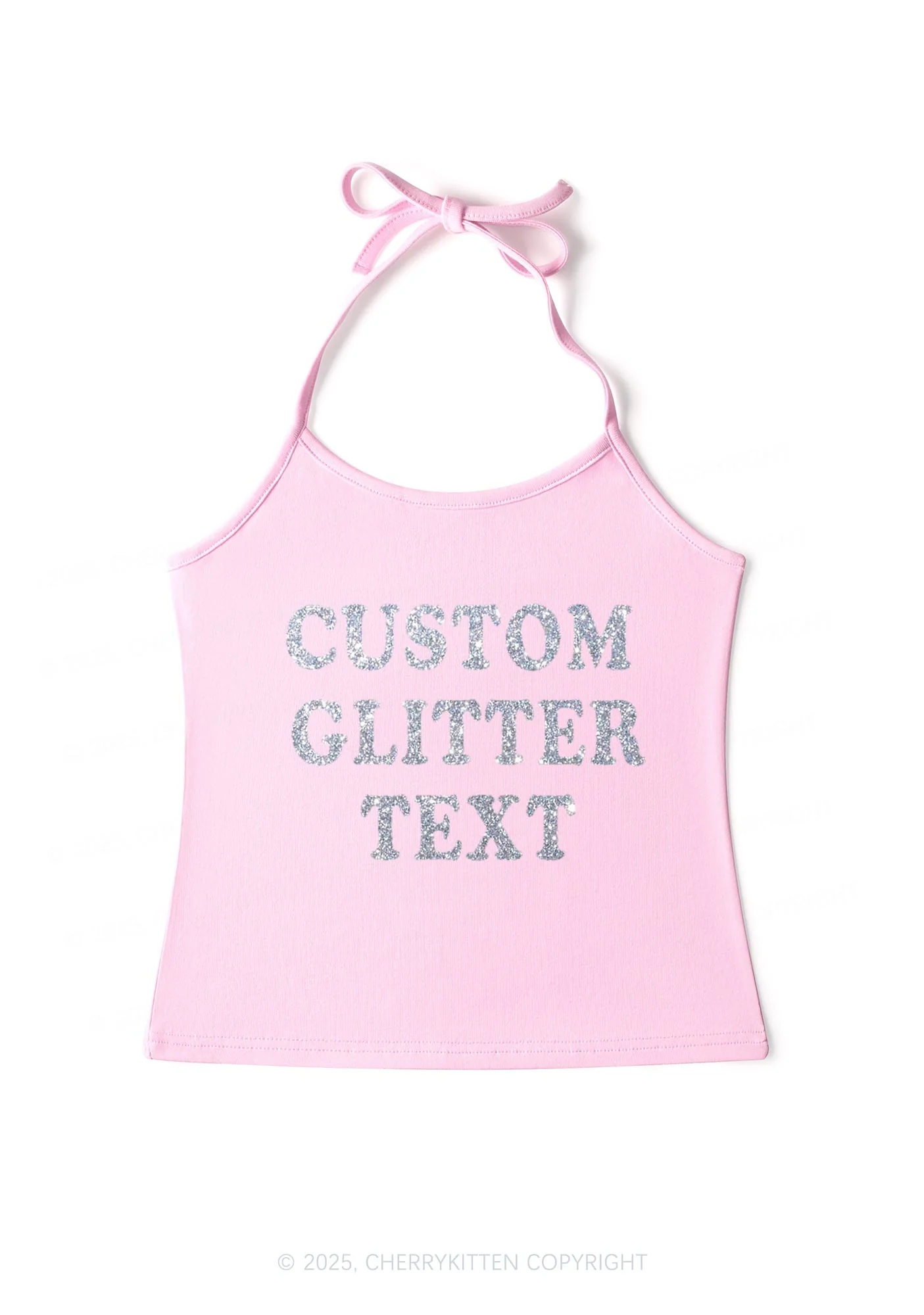 Custom Text Glitter Y2K Halter Neck Cami Cherrykitten - Image 6