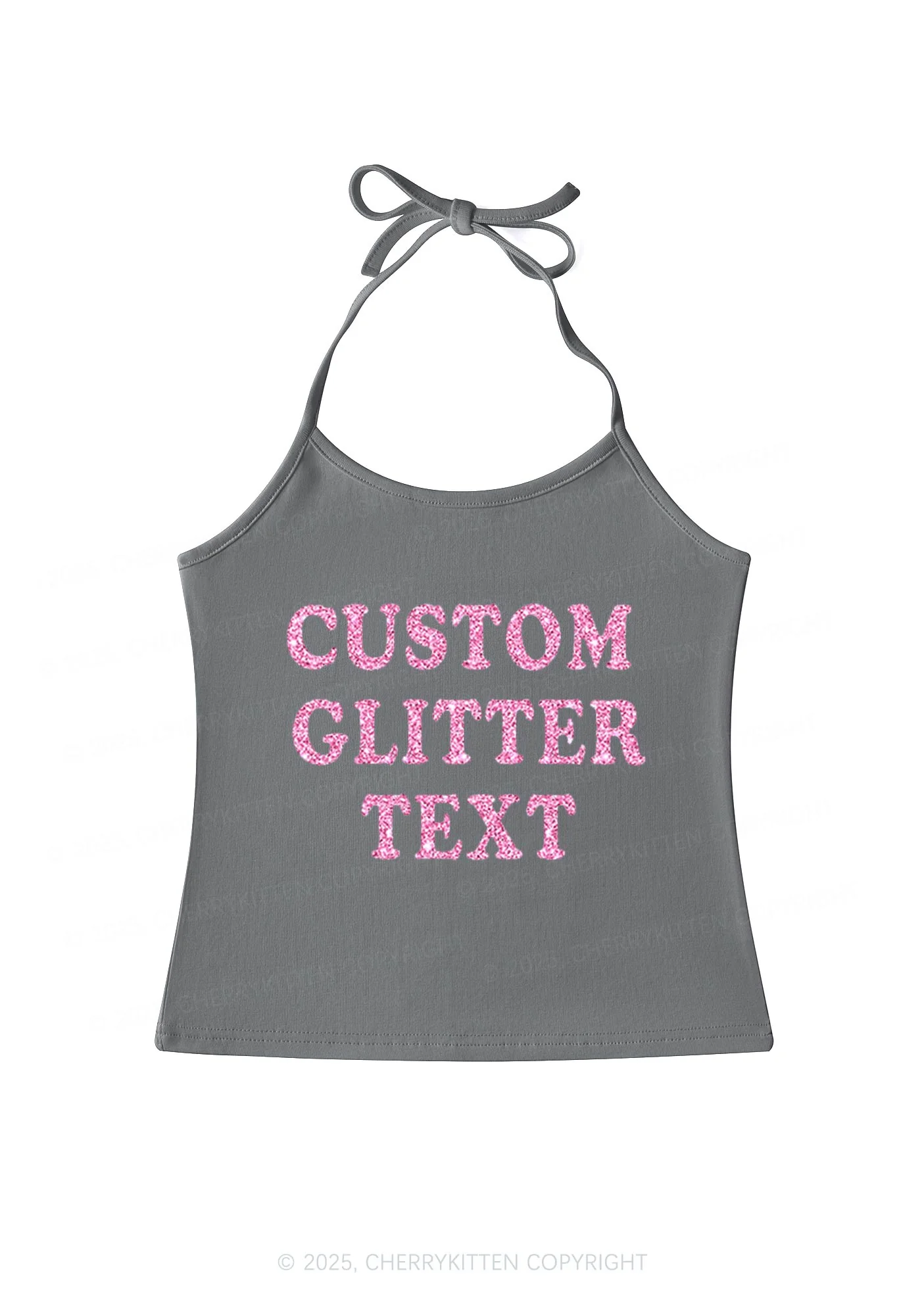 Custom Text Glitter Y2K Halter Neck Cami Cherrykitten - Image 8