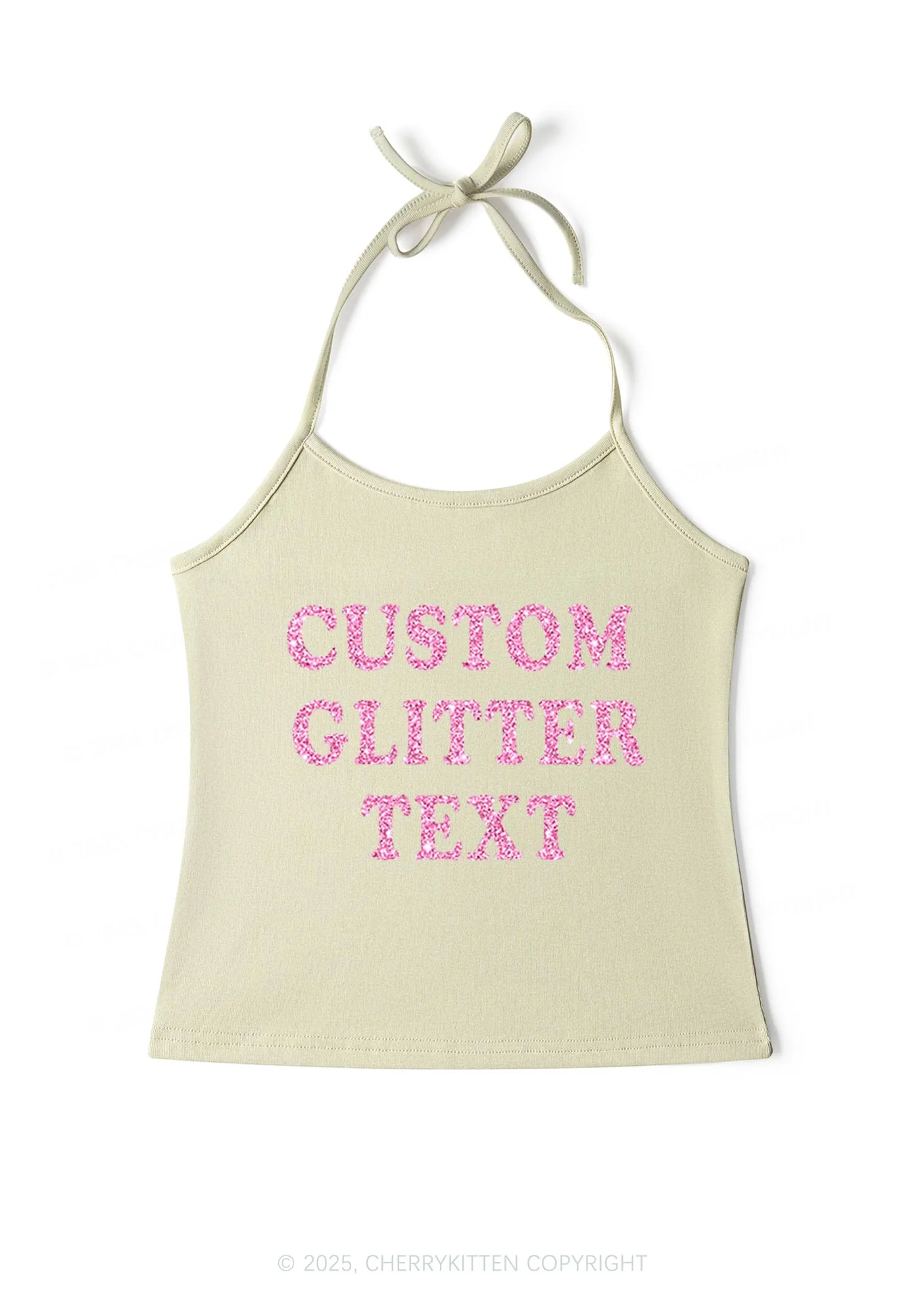 Custom Text Glitter Y2K Halter Neck Cami Cherrykitten - Image 9