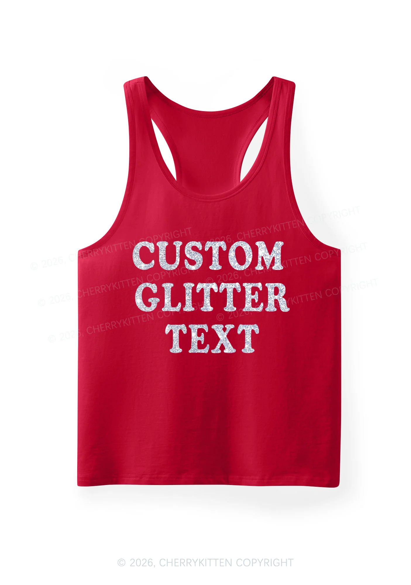 Custom Text Glitter Y2K Men Racerback Tank Top Cherrykitten - Image 12