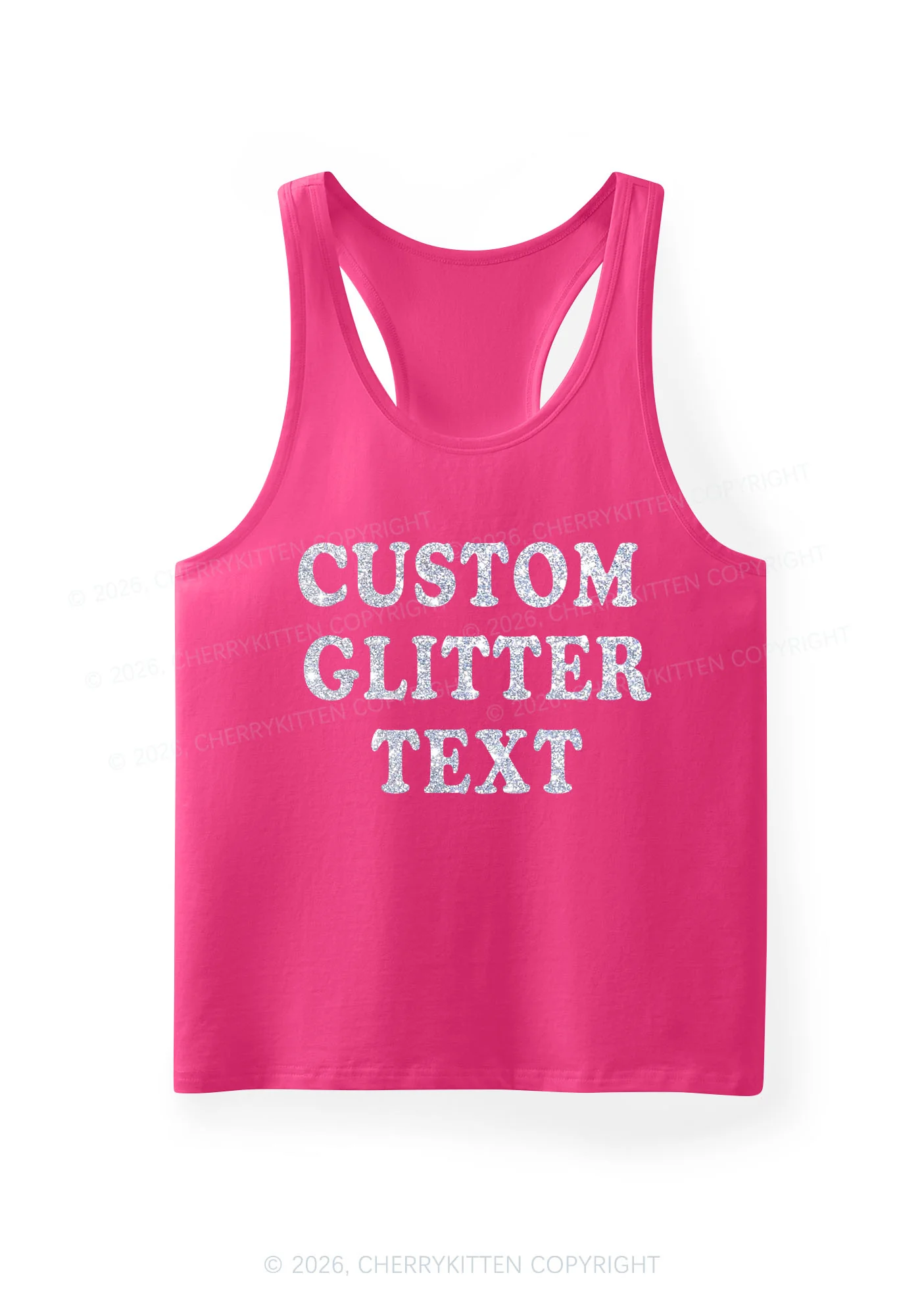 Custom Text Glitter Y2K Men Racerback Tank Top Cherrykitten - Image 13