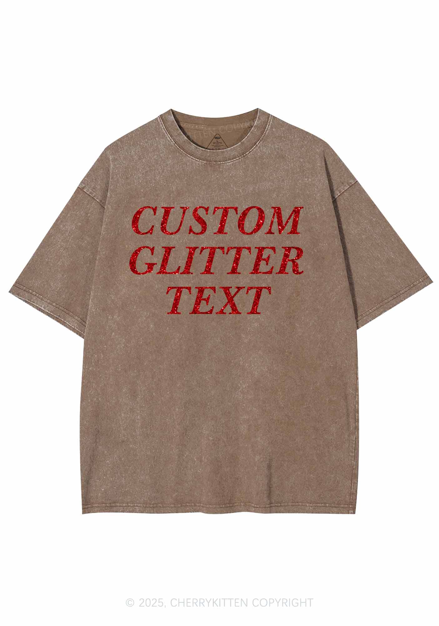 Custom Text Glitter Y2K Shirts Washed Tee Cherrykitten - Image 10