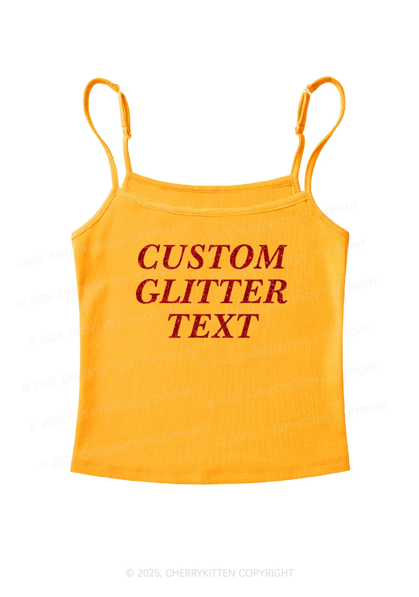 Custom Text Glitter Y2K Spaghetti Strap Cami Cherrykitten - Image 12