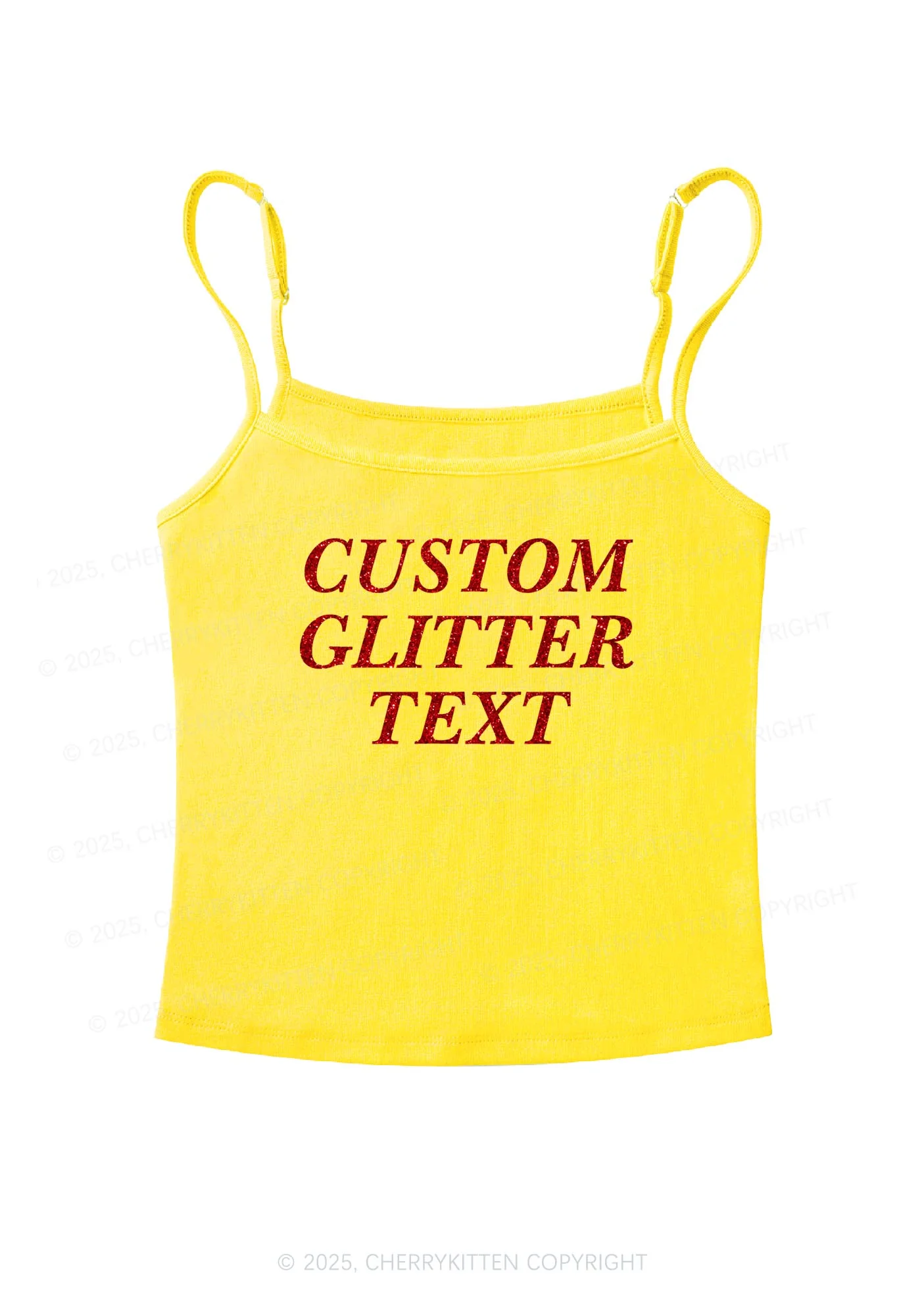 Custom Text Glitter Y2K Spaghetti Strap Cami Cherrykitten - Image 7