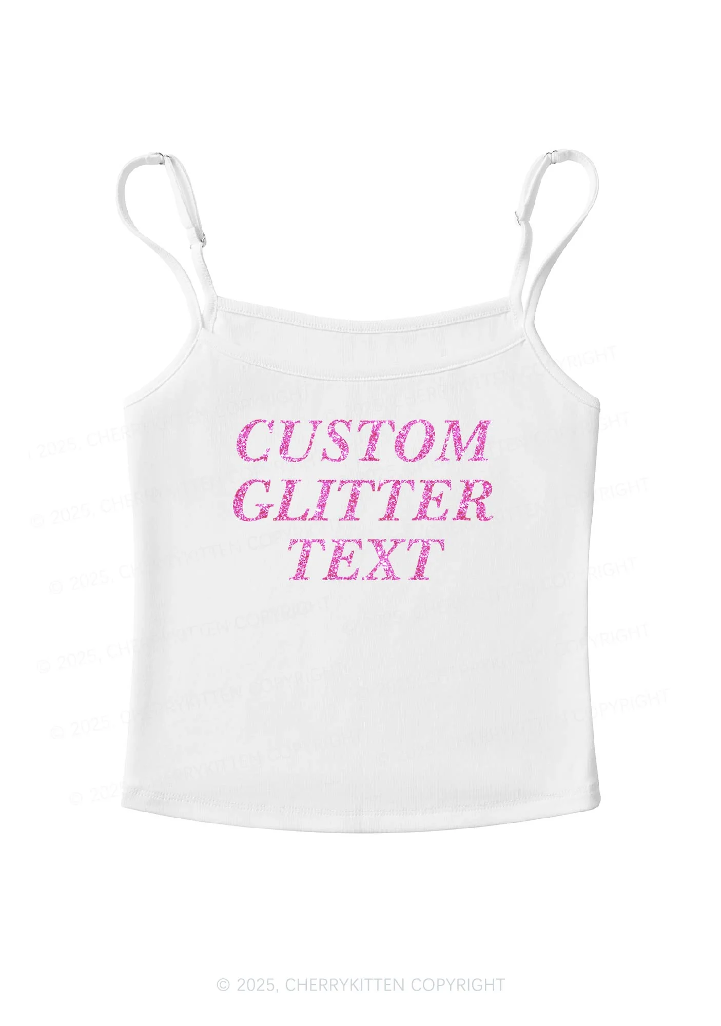 Custom Text Glitter Y2K Spaghetti Strap Cami Cherrykitten - Image 8