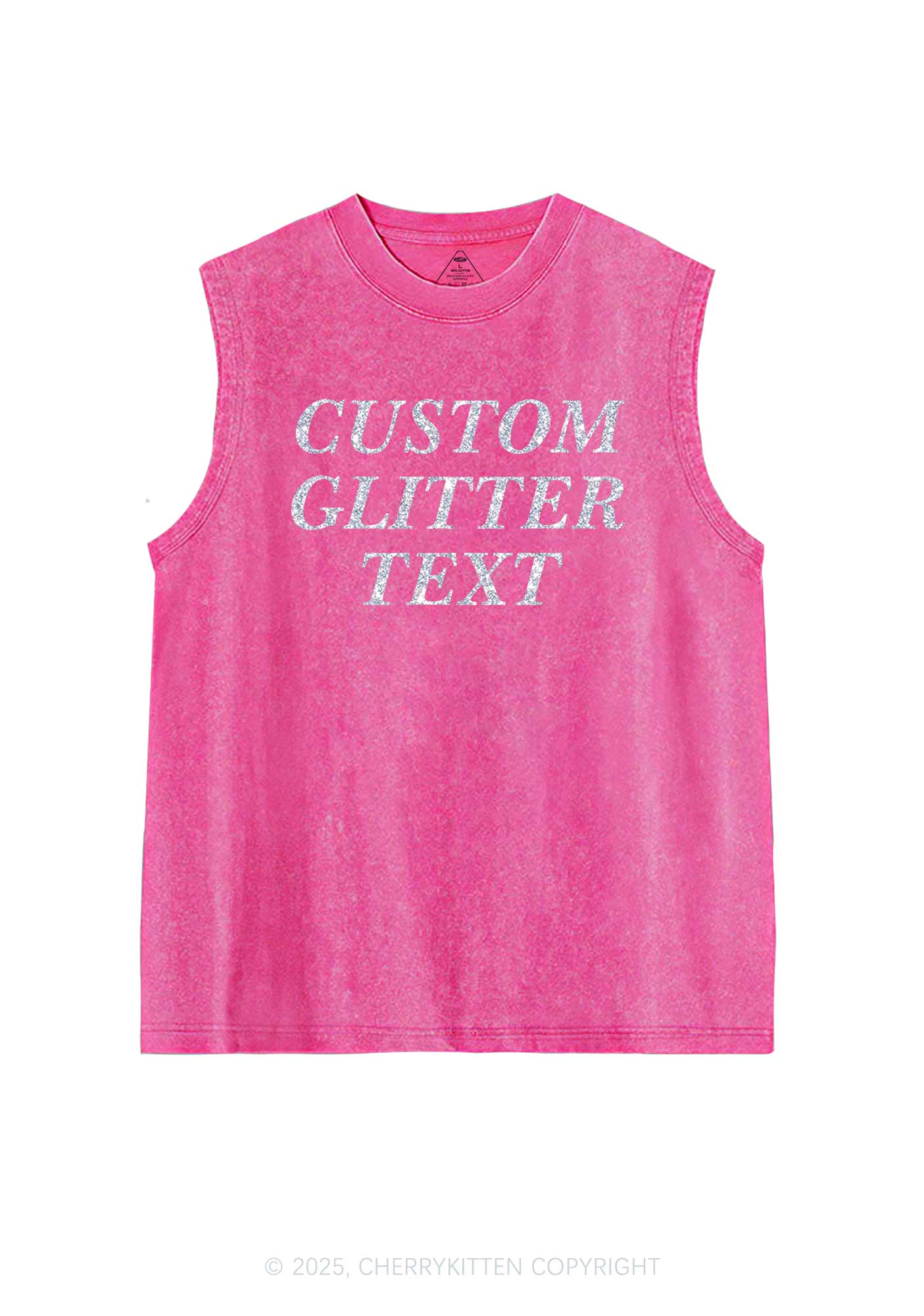 Custom Text Glitter Y2K Washed Muscle Tank Cherrykitten - Image 6