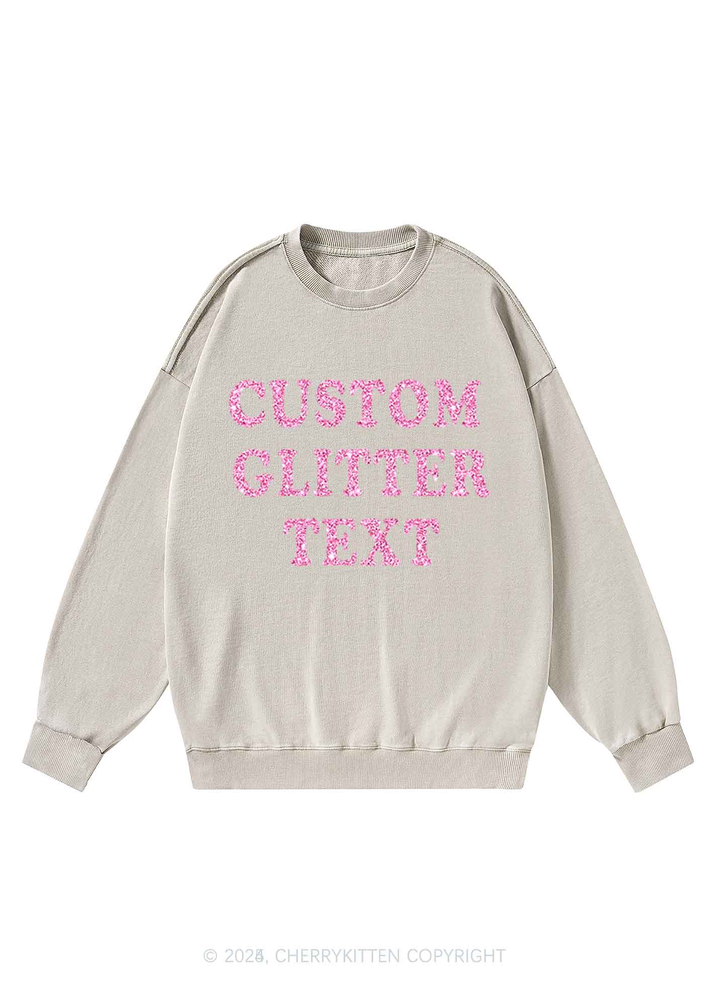 Custom Text Glitter Y2K Washed Sweatshirts Cherrykitten - Image 6