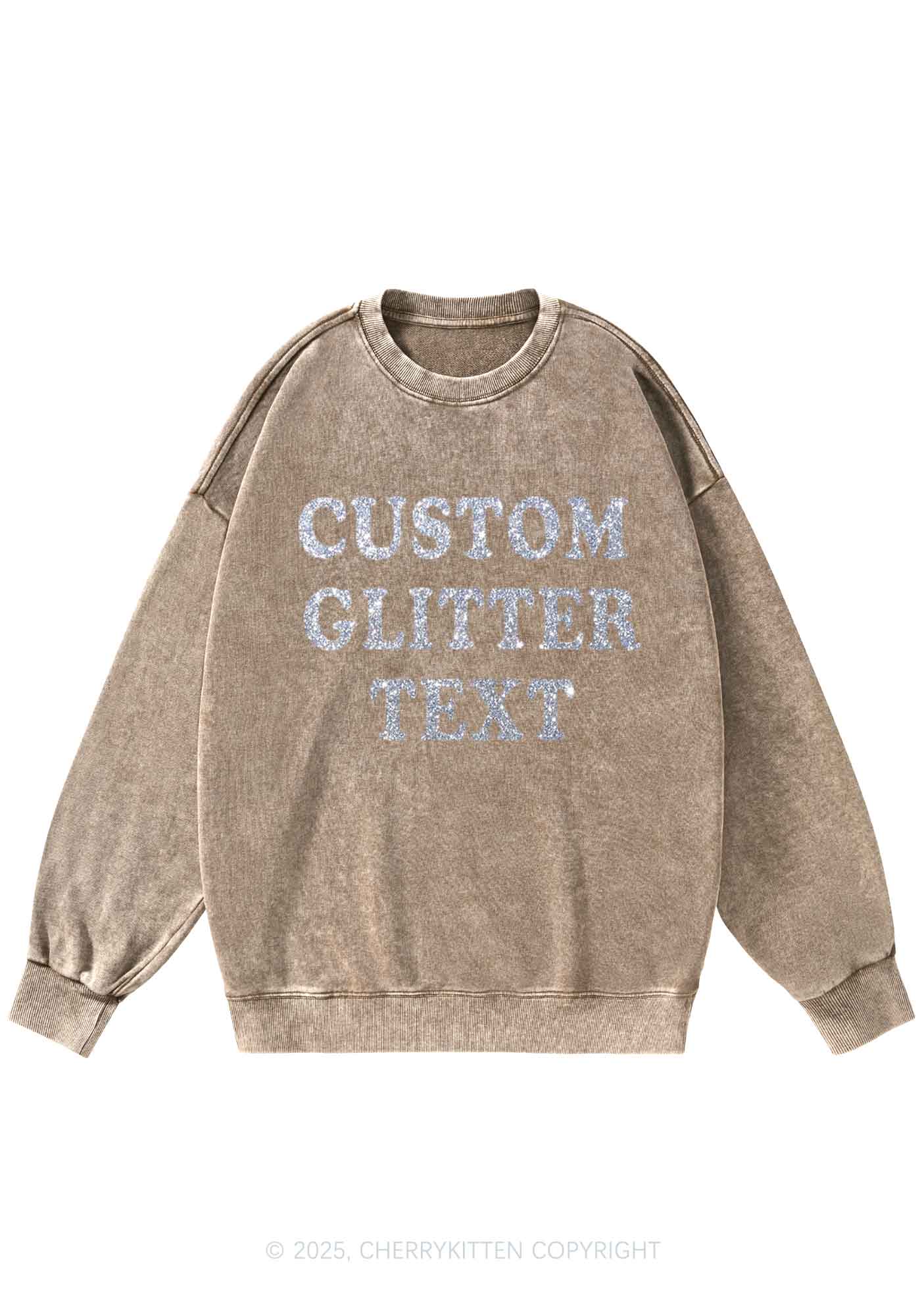 Custom Text Glitter Y2K Washed Sweatshirts Cherrykitten - Image 9