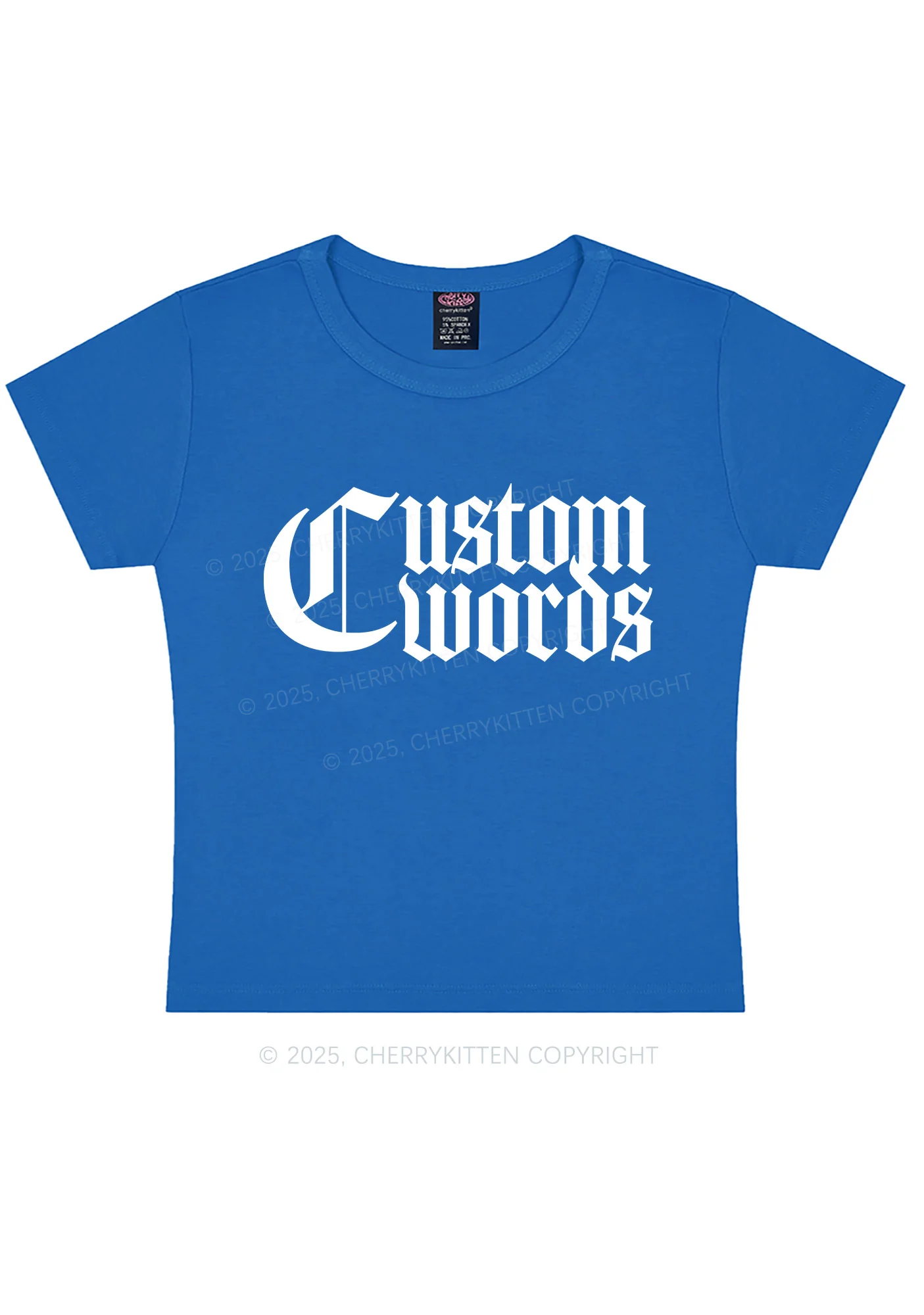 Custom Text Gothic Font Y2K Baby Tee Cherrykitten - Image 10