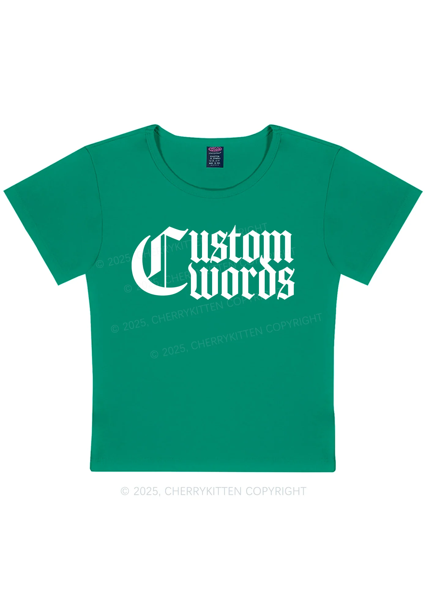 Custom Text Gothic Font Y2K Baby Tee Cherrykitten - Image 11