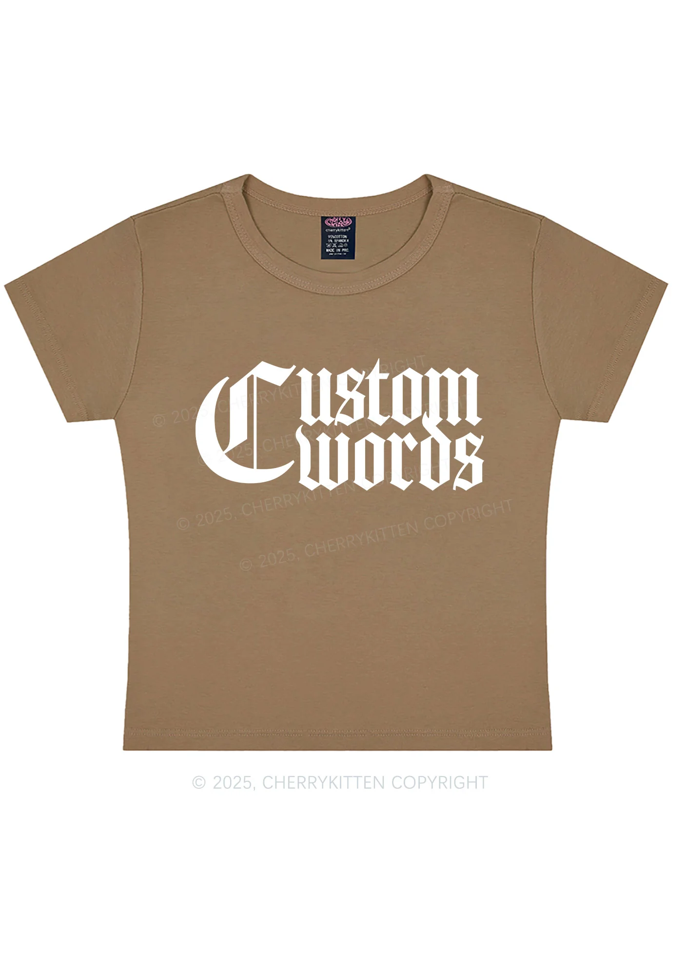 Custom Text Gothic Font Y2K Baby Tee Cherrykitten - Image 12