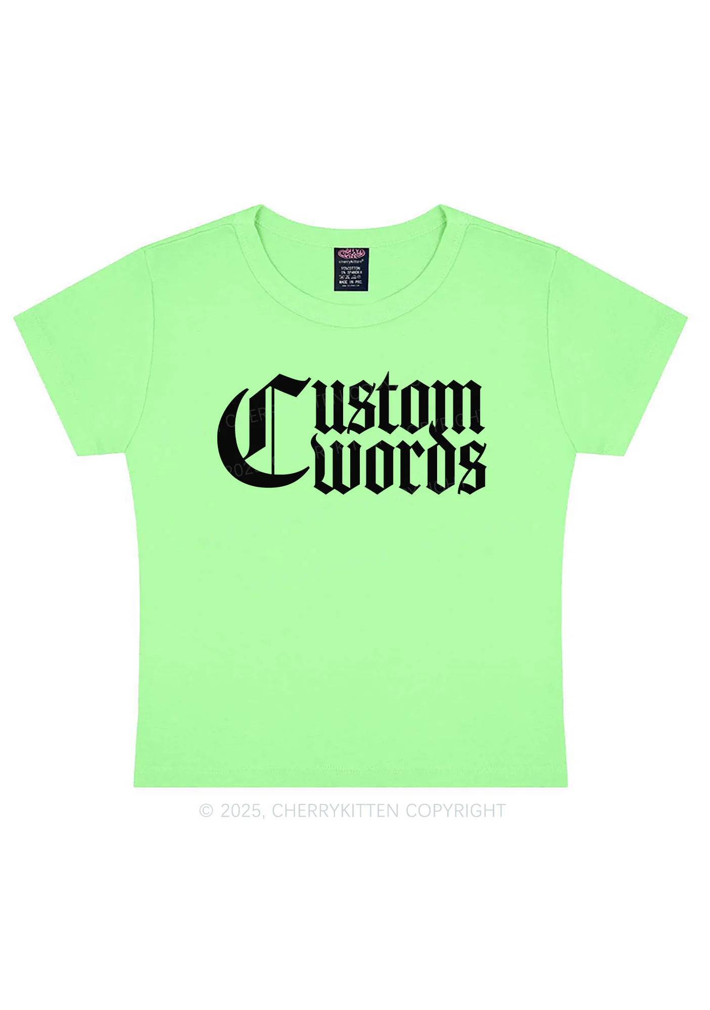 Custom Text Gothic Font Y2K Baby Tee Cherrykitten - Image 14