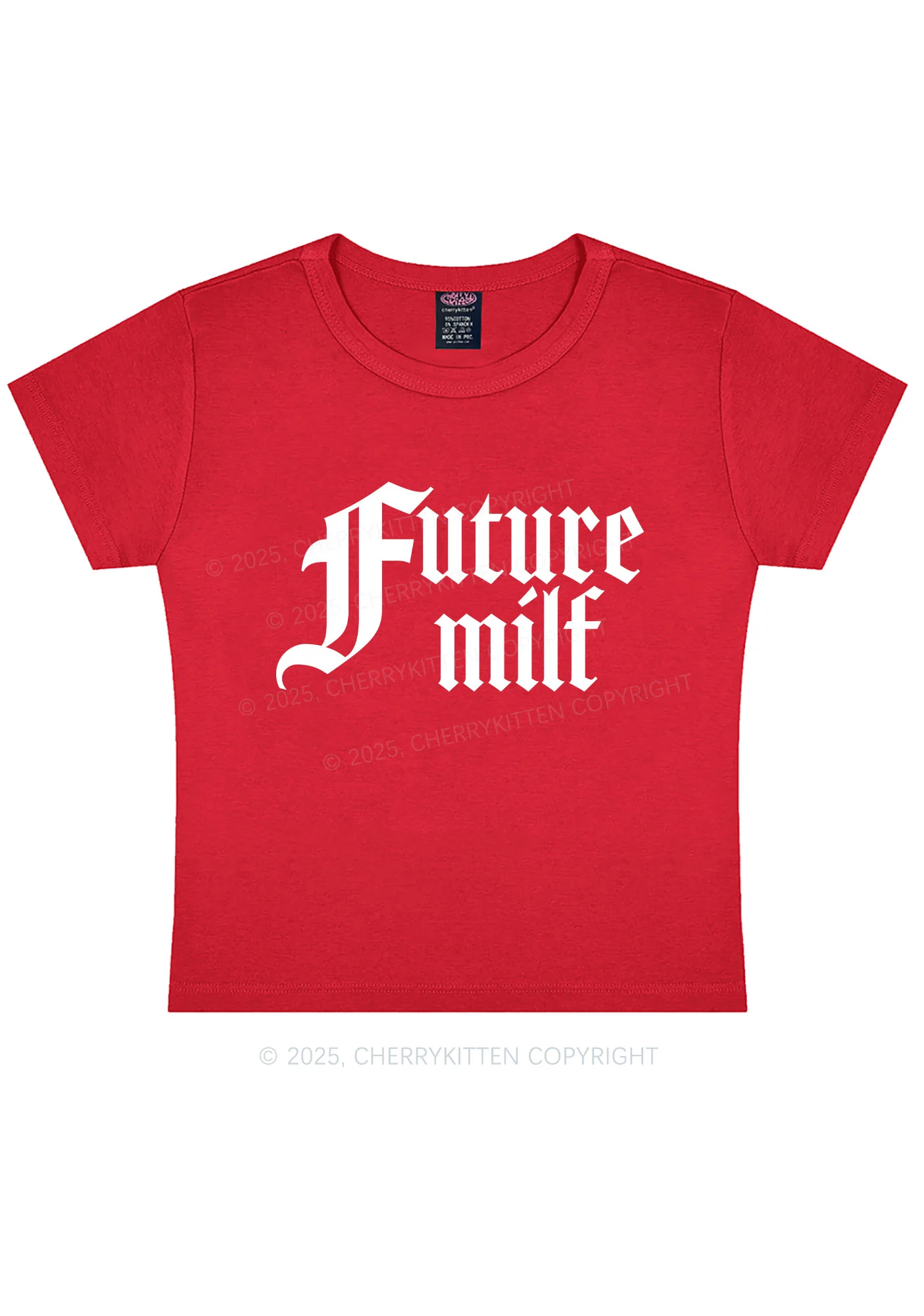 Custom Text Gothic Font Y2K Baby Tee Cherrykitten - Image 5