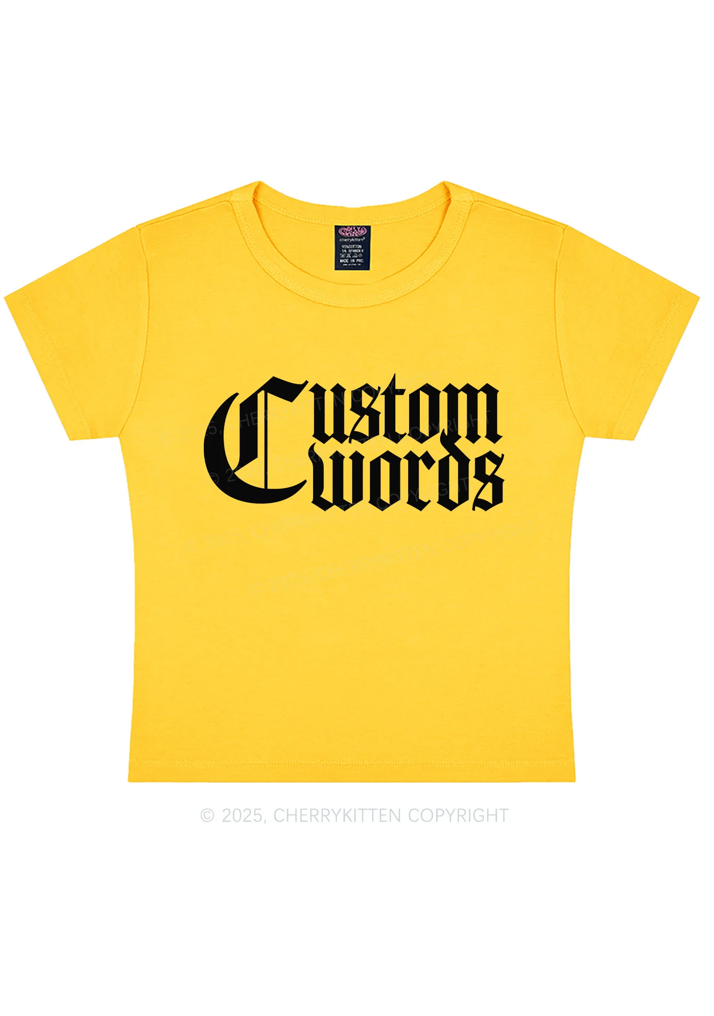 Custom Text Gothic Font Y2K Baby Tee Cherrykitten - Image 7