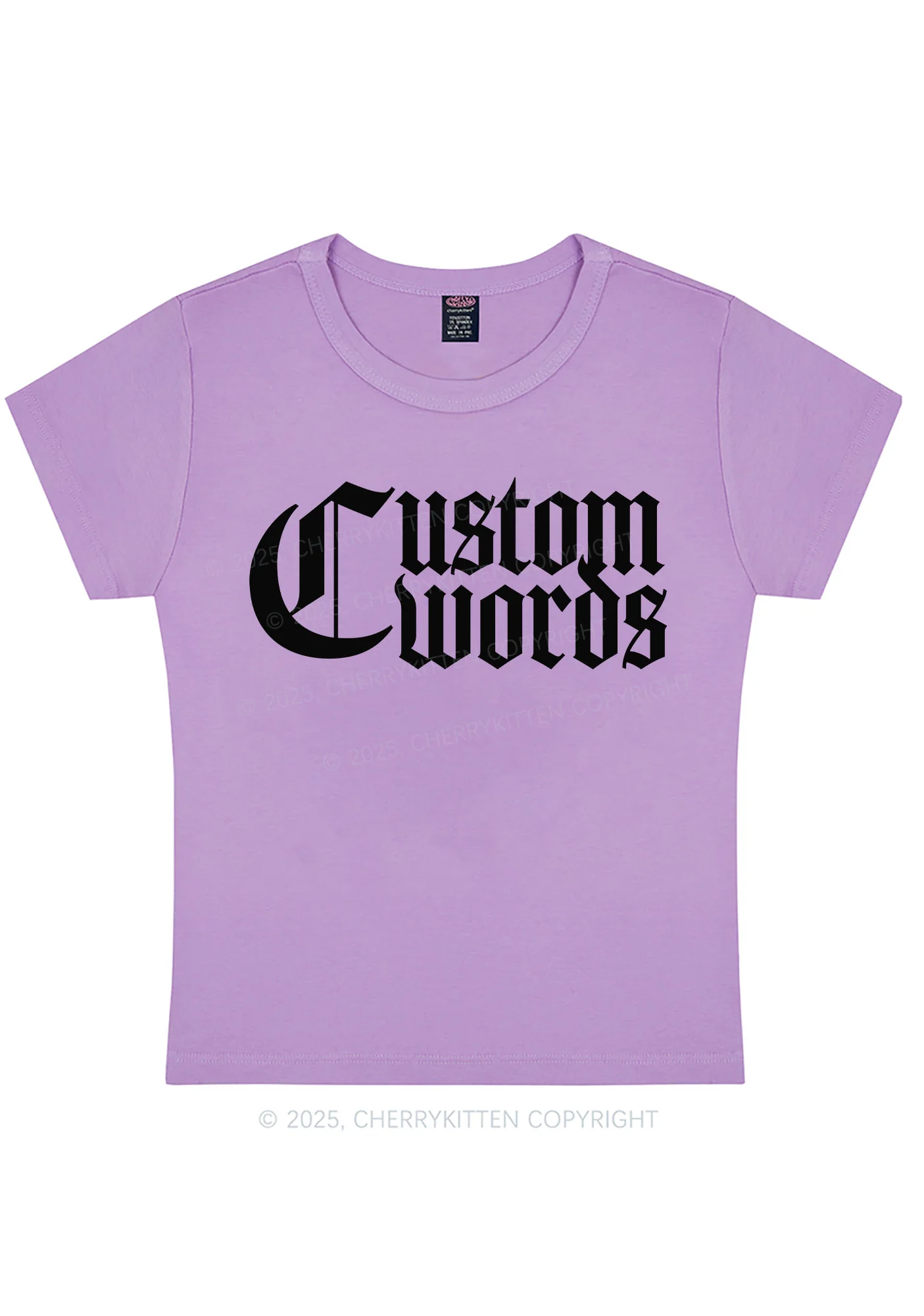 Custom Text Gothic Font Y2K Baby Tee Cherrykitten - Image 9