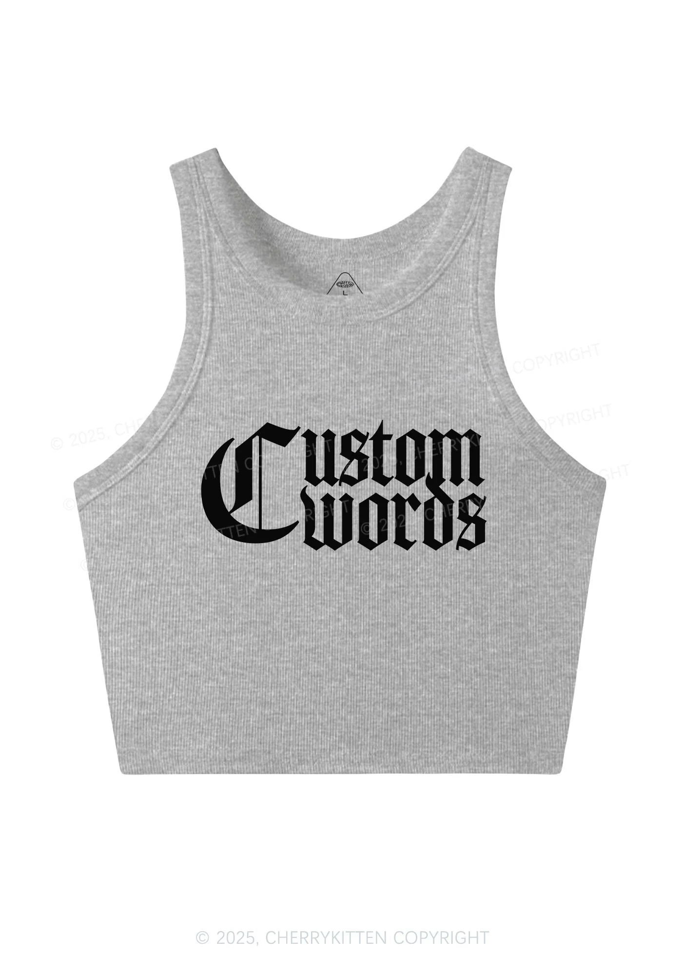 Custom Text Gothic Font Y2K Crop Tank Top Cherrykitten - Image 5