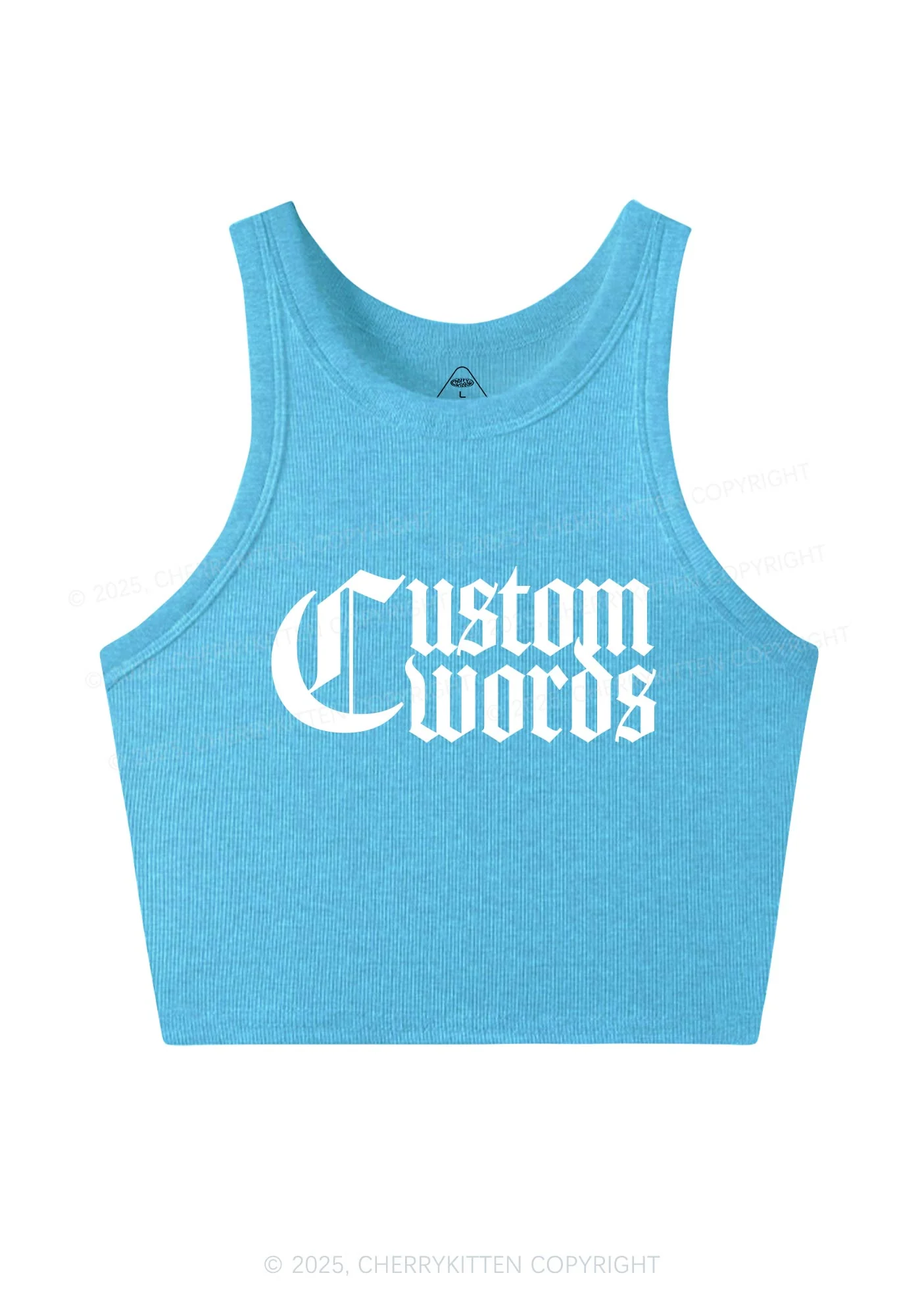 Custom Text Gothic Font Y2K Crop Tank Top Cherrykitten - Image 6