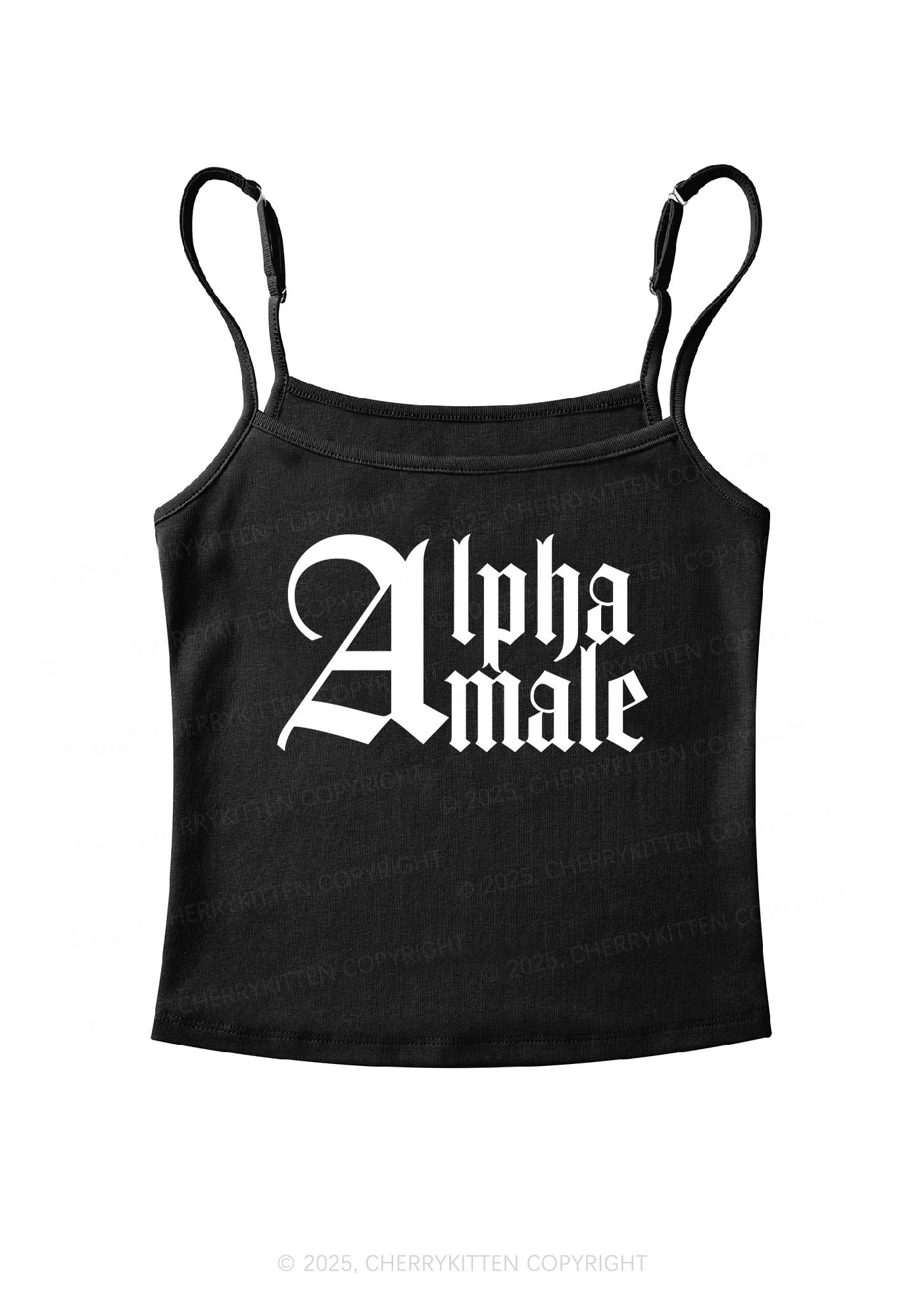 Custom Text Gothic Font Y2K Spaghetti Strap Cami Cherrykitten - Image 4