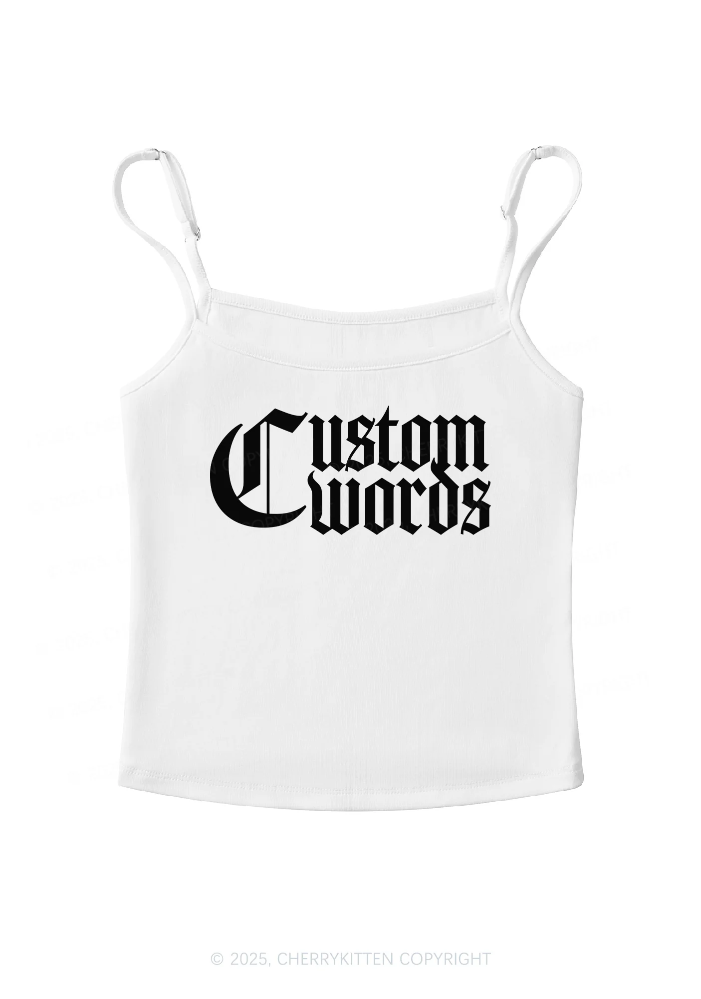 Custom Text Gothic Font Y2K Spaghetti Strap Cami Cherrykitten - Image 6