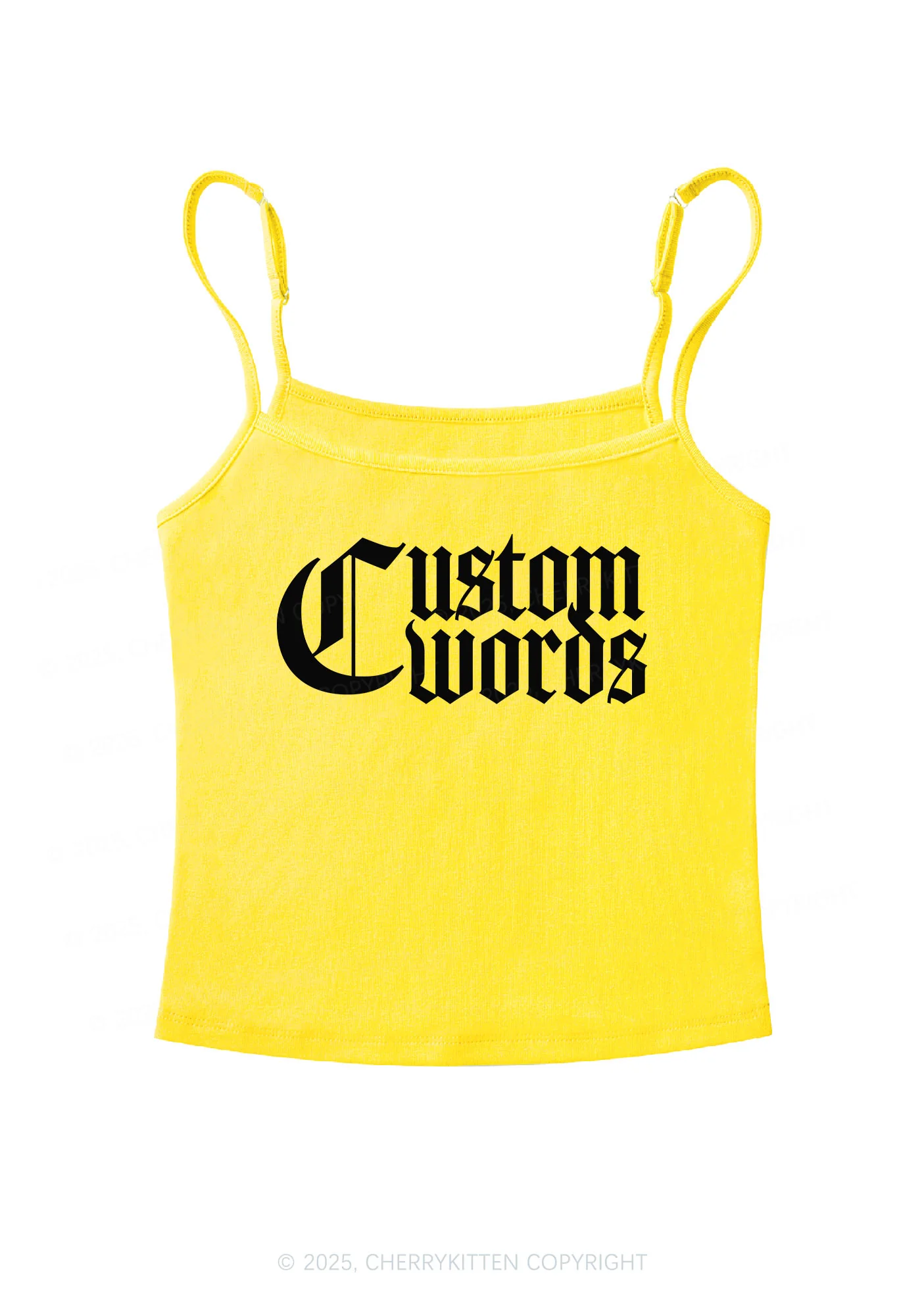 Custom Text Gothic Font Y2K Spaghetti Strap Cami Cherrykitten - Image 7
