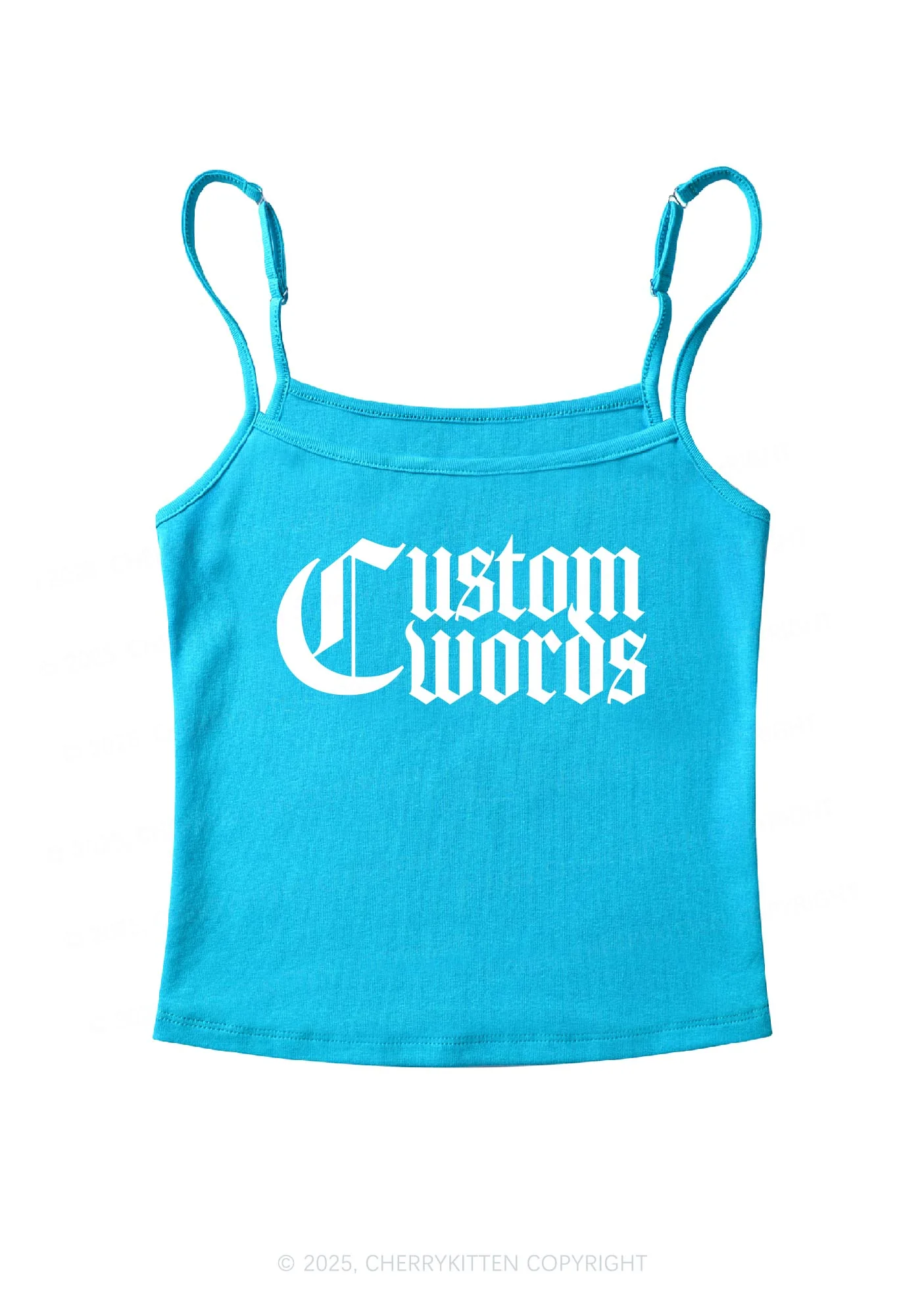 Custom Text Gothic Font Y2K Spaghetti Strap Cami Cherrykitten - Image 8