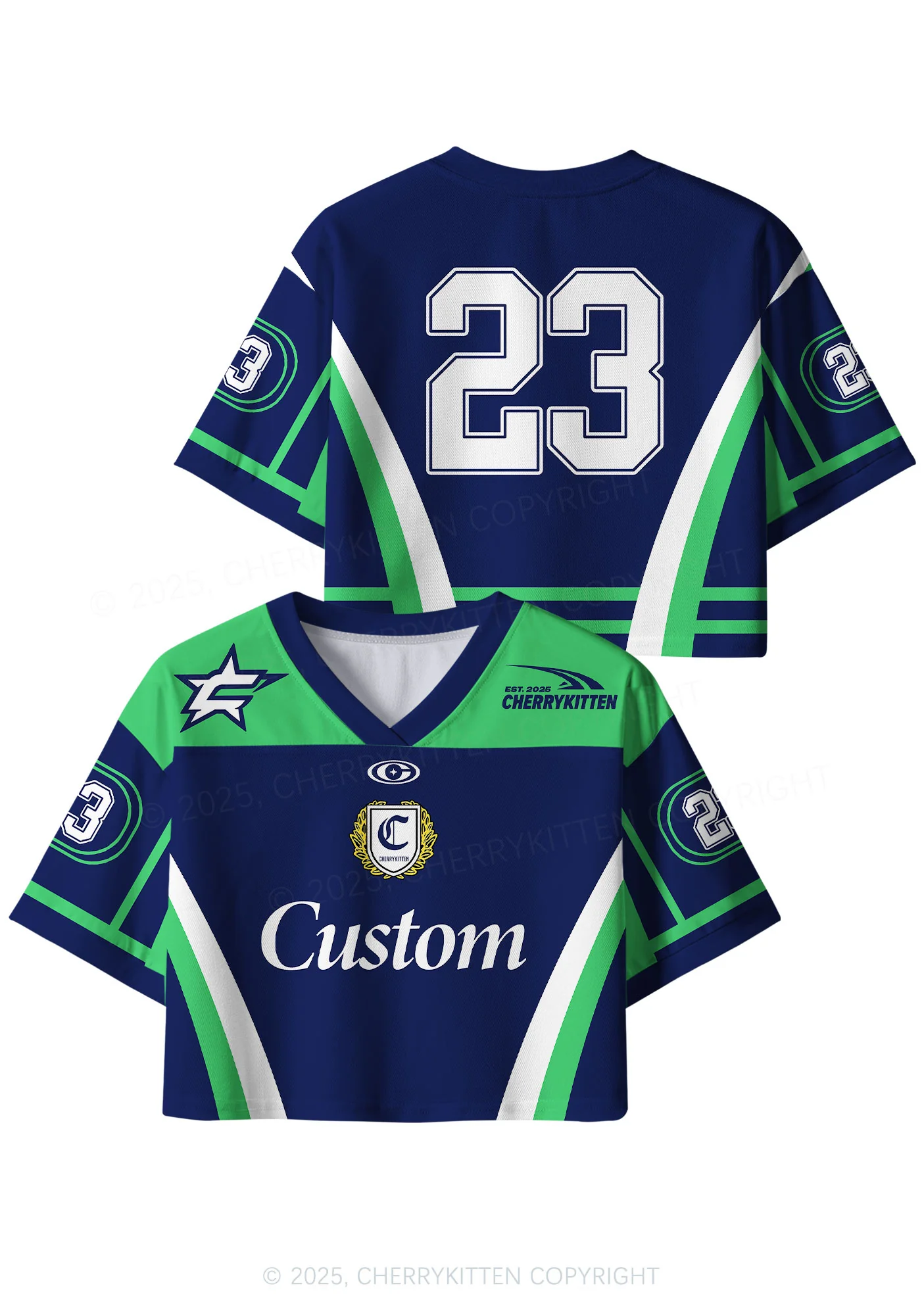 Custom Text Navy Lime Y2K Crop Sport Jersey Shirts Cherrykitten - Image 3