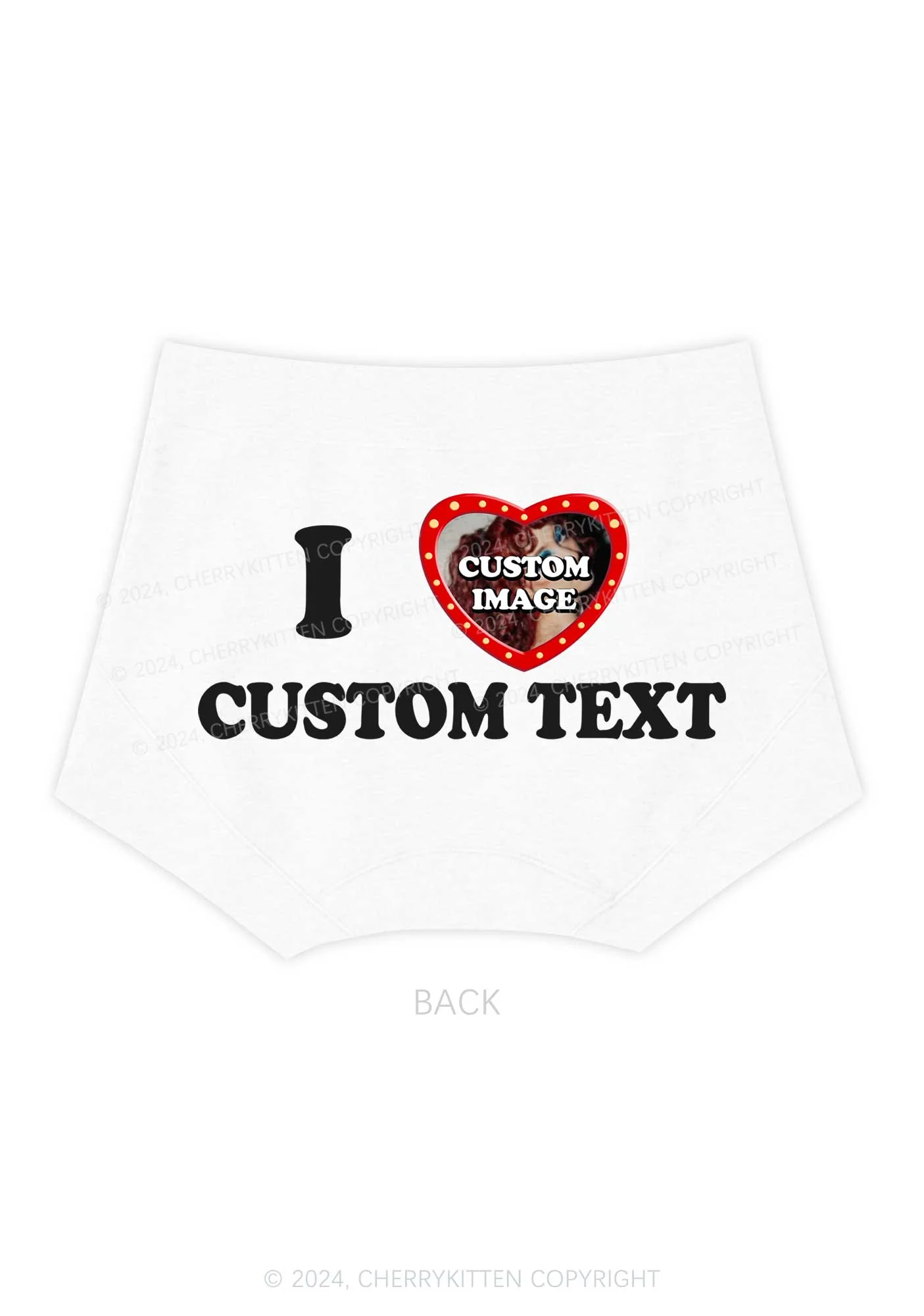 Custom Text&Photo Y2K Mid Rise Waist Boyshort Cherrykitten - Image 3