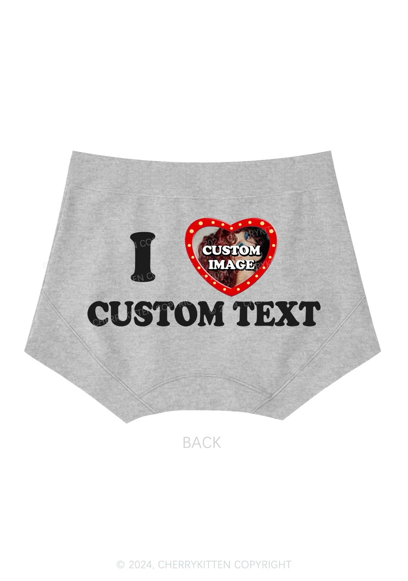 Custom Text&Photo Y2K Mid Rise Waist Boyshort Cherrykitten - Image 4