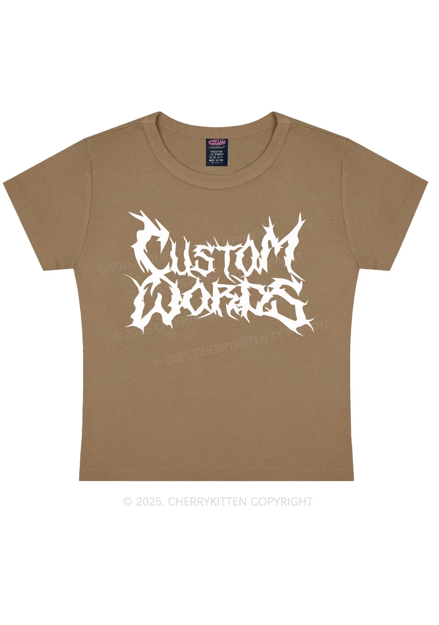 Custom Text Punk Font Y2K Baby Tee Cherrykitten - Image 11