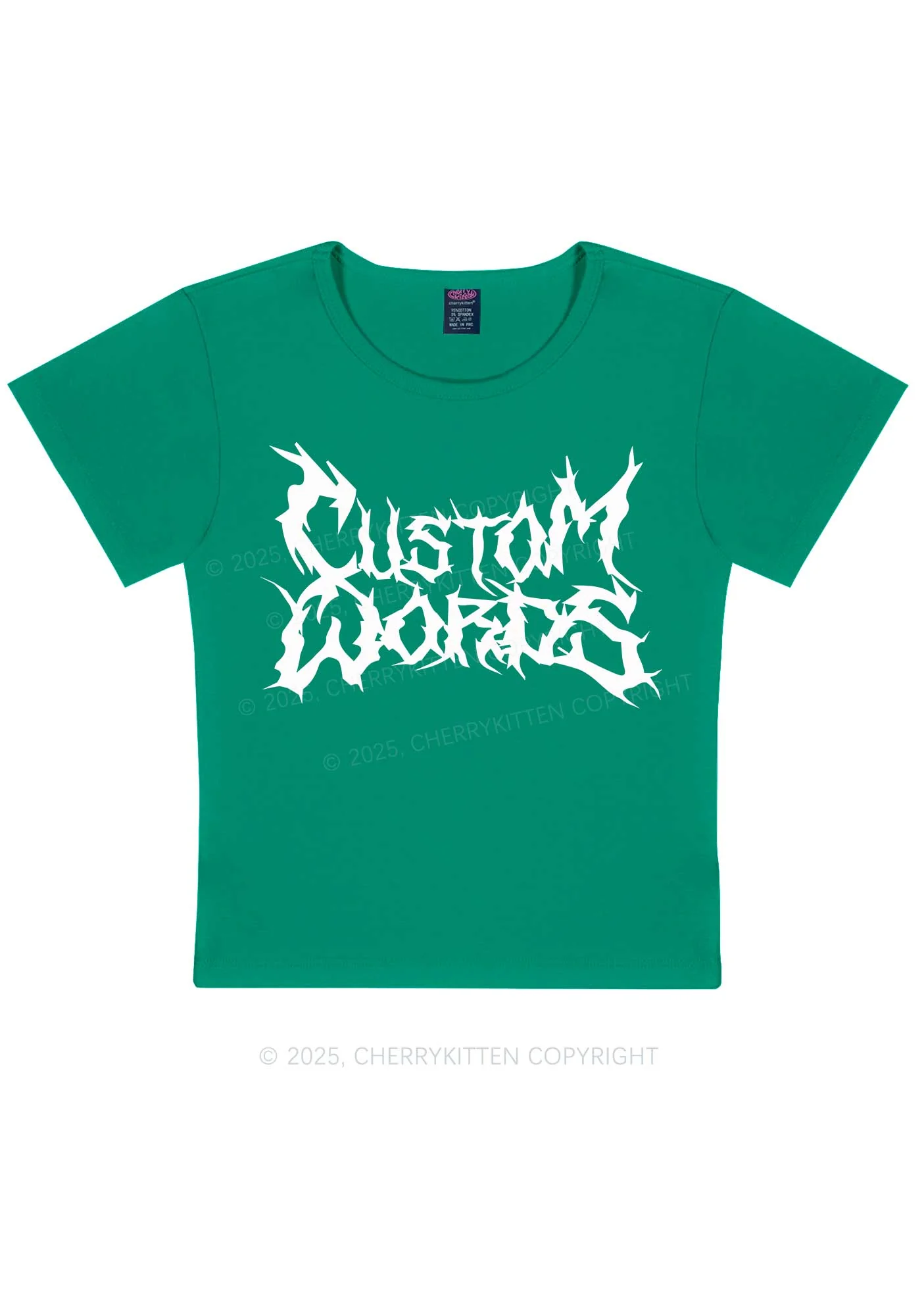 Custom Text Punk Font Y2K Baby Tee Cherrykitten - Image 12