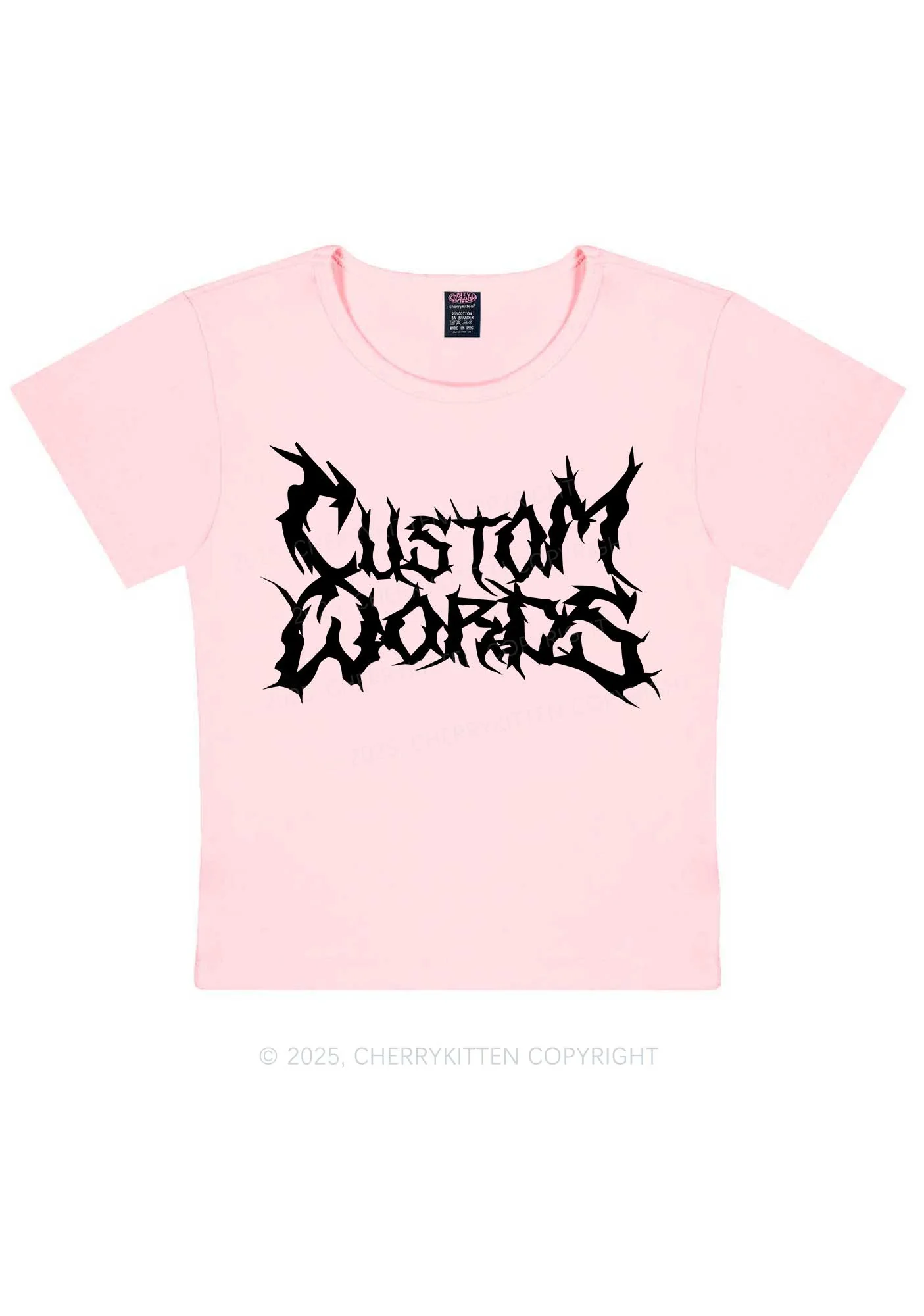 Custom Text Punk Font Y2K Baby Tee Cherrykitten - Image 13