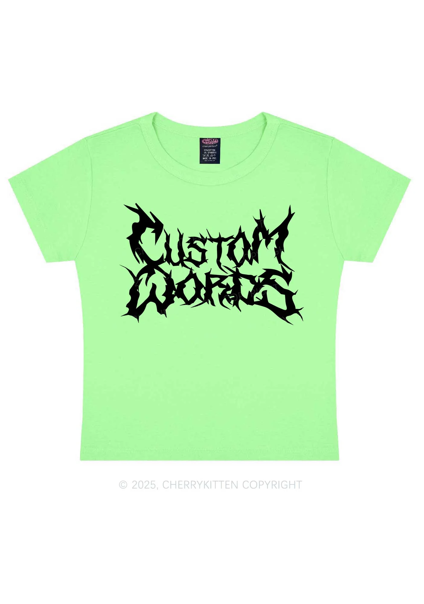 Custom Text Punk Font Y2K Baby Tee Cherrykitten - Image 14