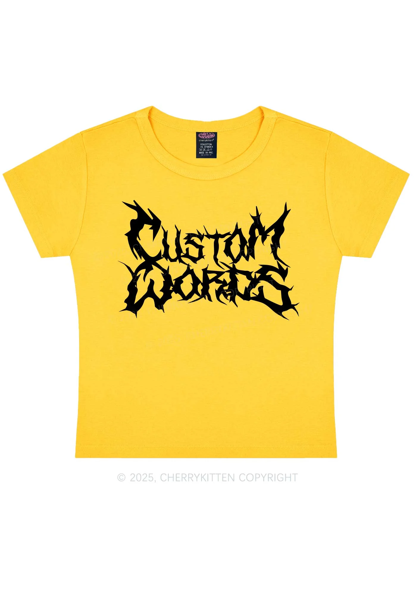 Custom Text Punk Font Y2K Baby Tee Cherrykitten - Image 5