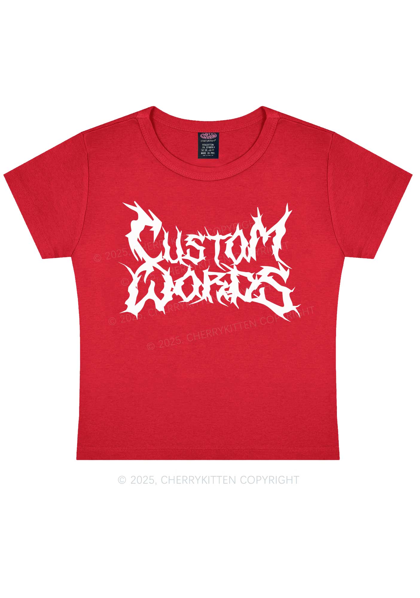 Custom Text Punk Font Y2K Baby Tee Cherrykitten - Image 6