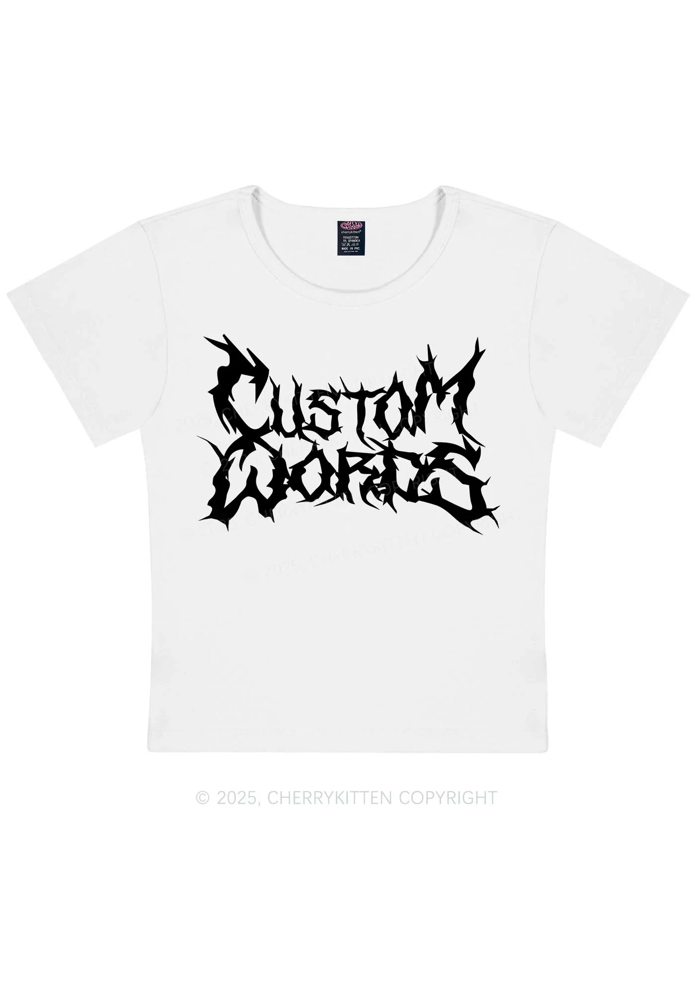 Custom Text Punk Font Y2K Baby Tee Cherrykitten - Image 7