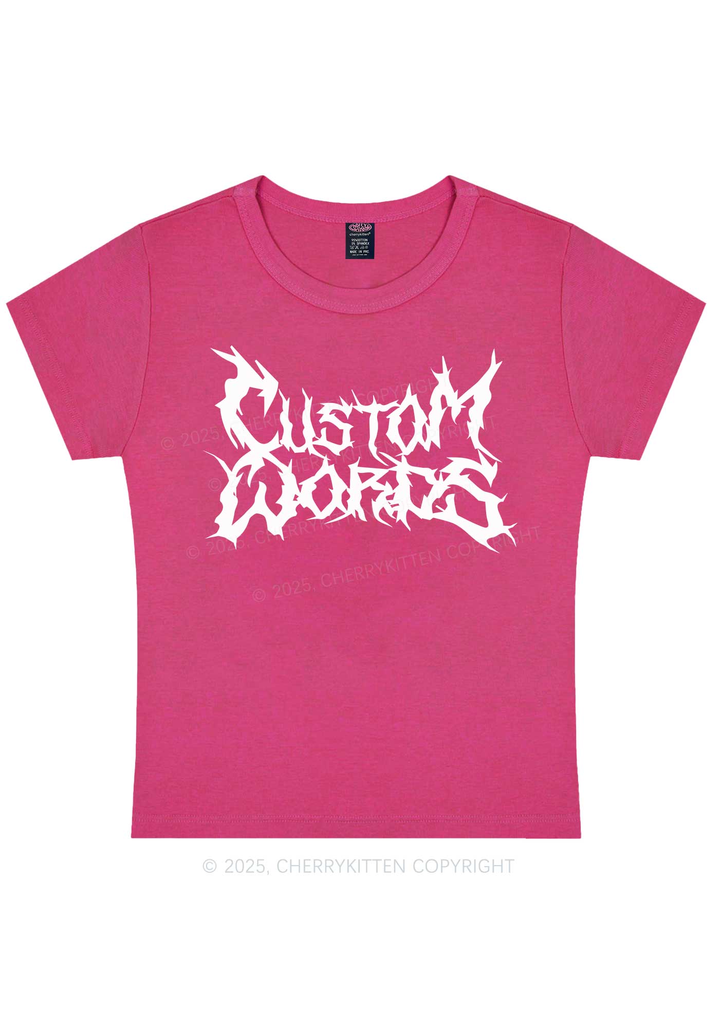 Custom Text Punk Font Y2K Baby Tee Cherrykitten - Image 8
