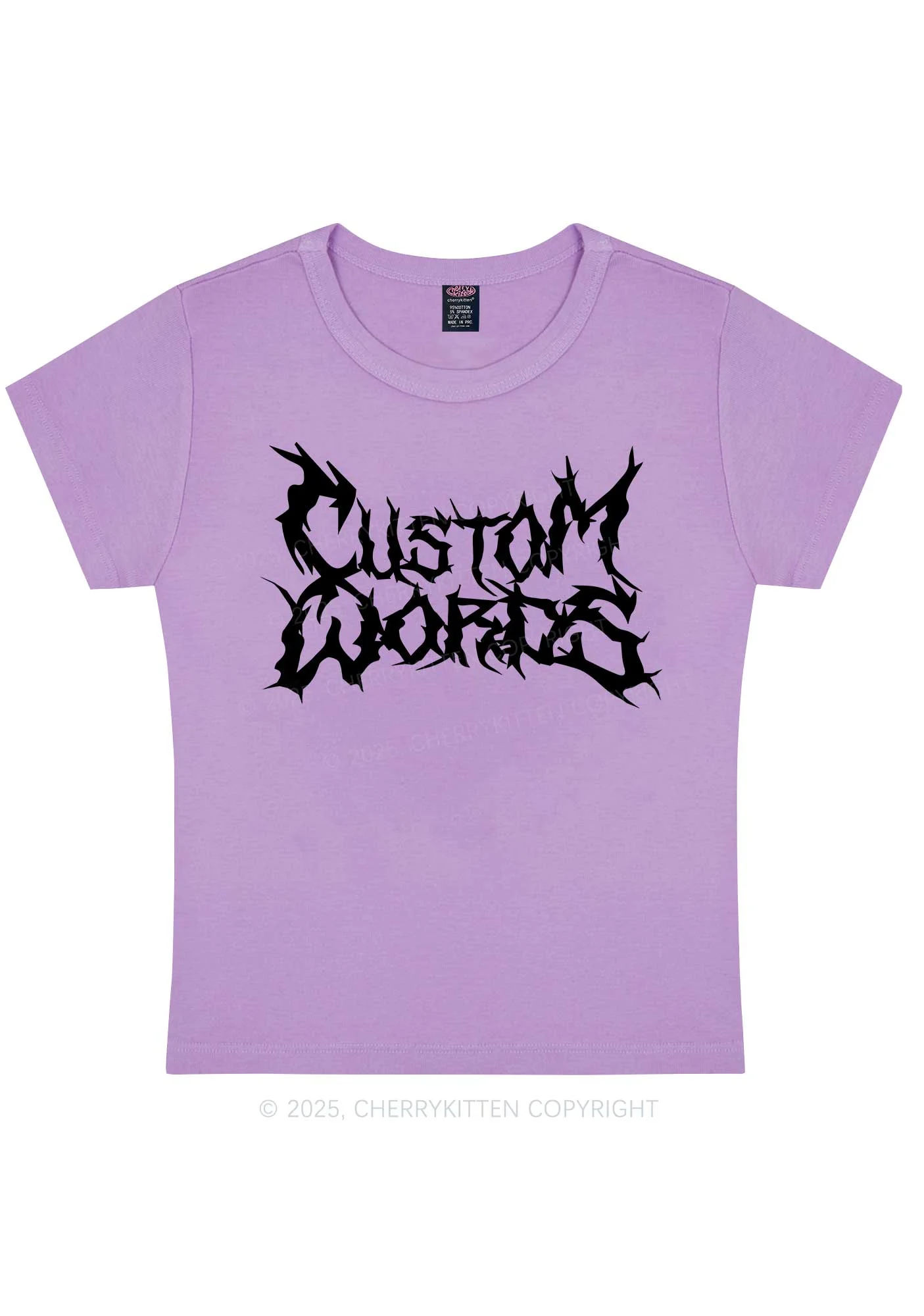 Custom Text Punk Font Y2K Baby Tee Cherrykitten - Image 9
