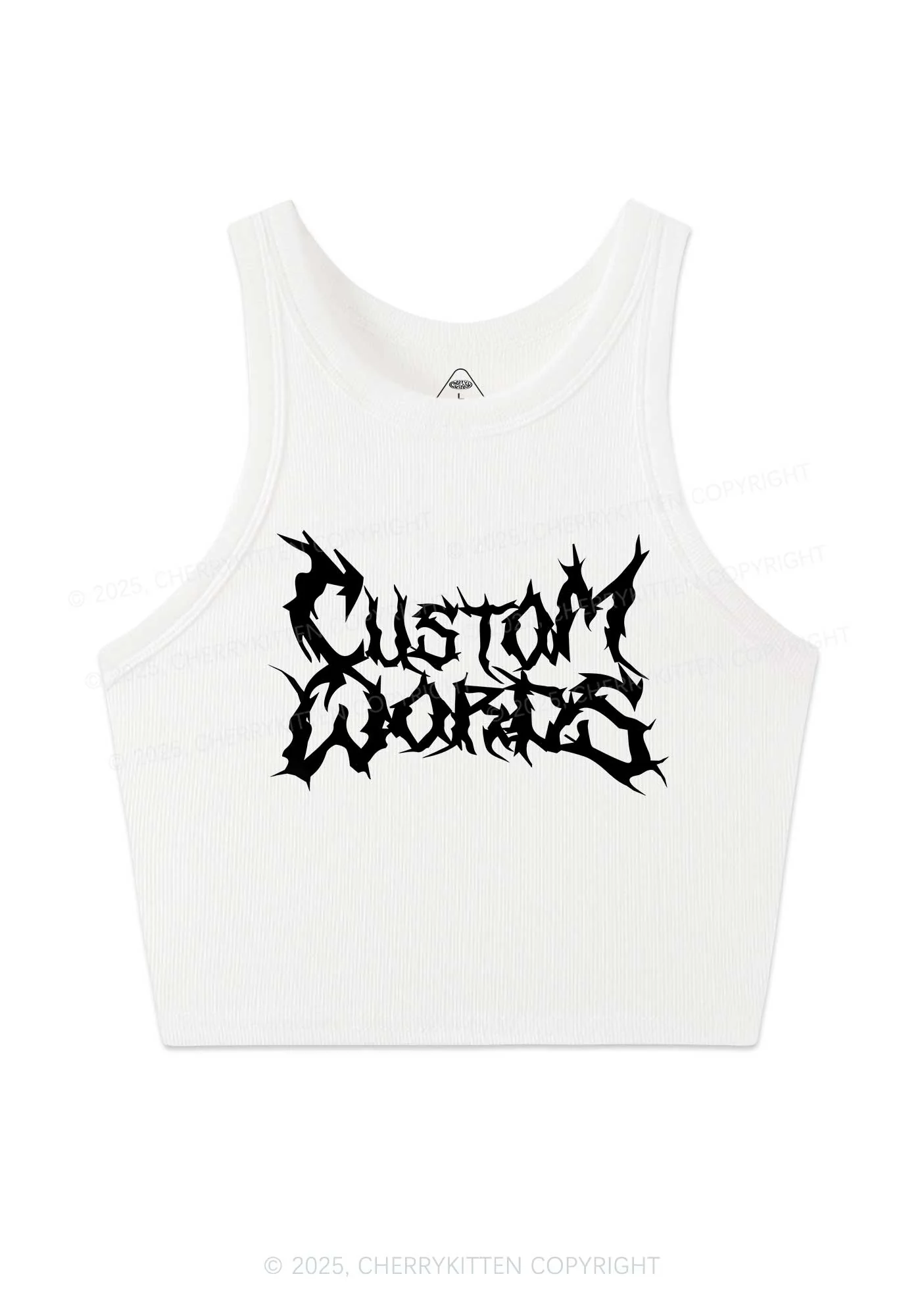 Custom Text Punk Font Y2K Crop Tank Top Cherrykitten - Image 4