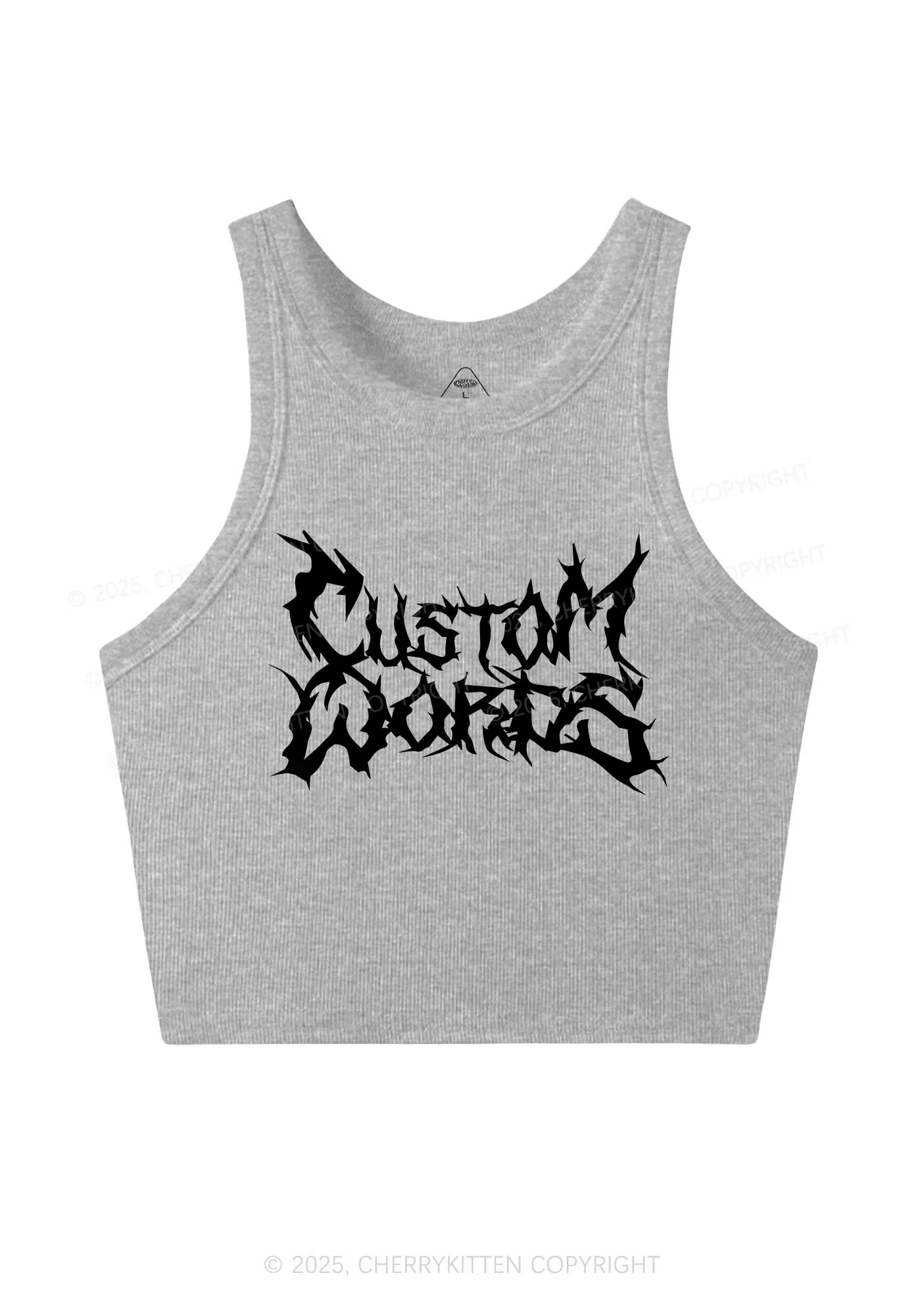 Custom Text Punk Font Y2K Crop Tank Top Cherrykitten - Image 5