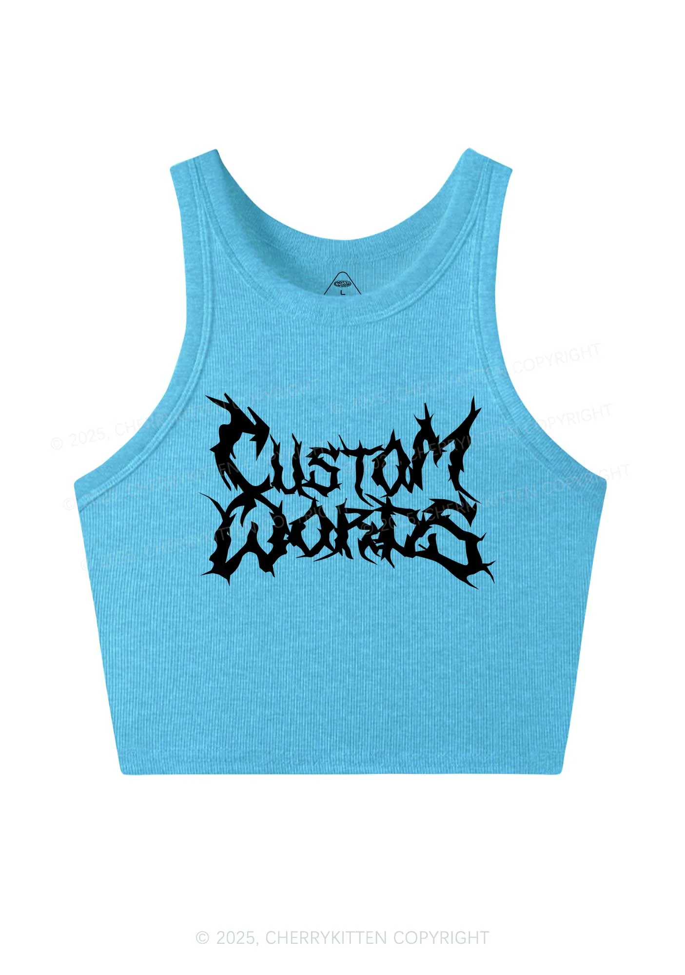 Custom Text Punk Font Y2K Crop Tank Top Cherrykitten - Image 6