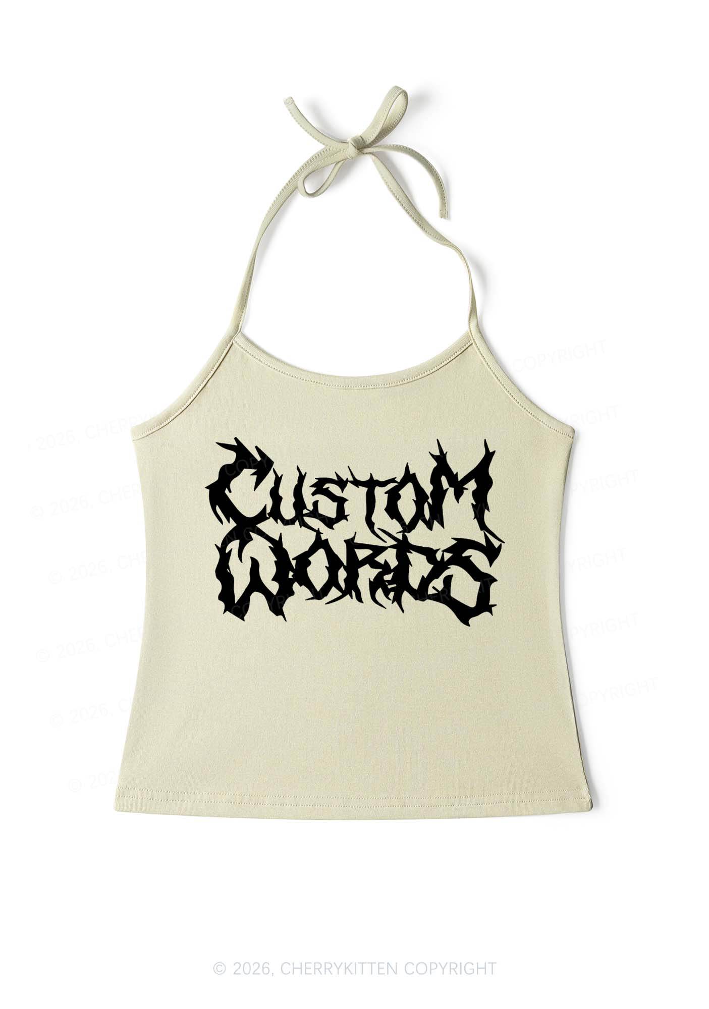 Custom Text Punk Font Y2K Halter Neck Cami Cherrykitten - Image 10