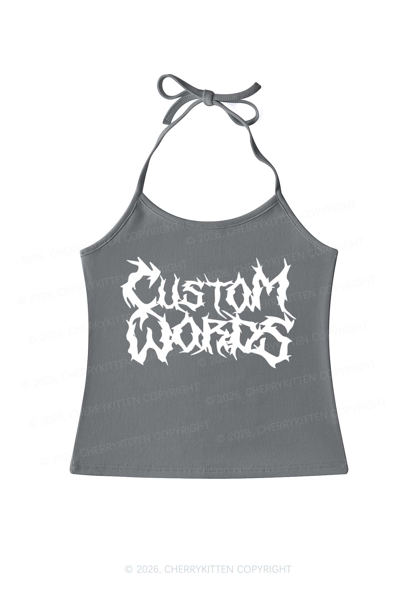 Custom Text Punk Font Y2K Halter Neck Cami Cherrykitten - Image 11