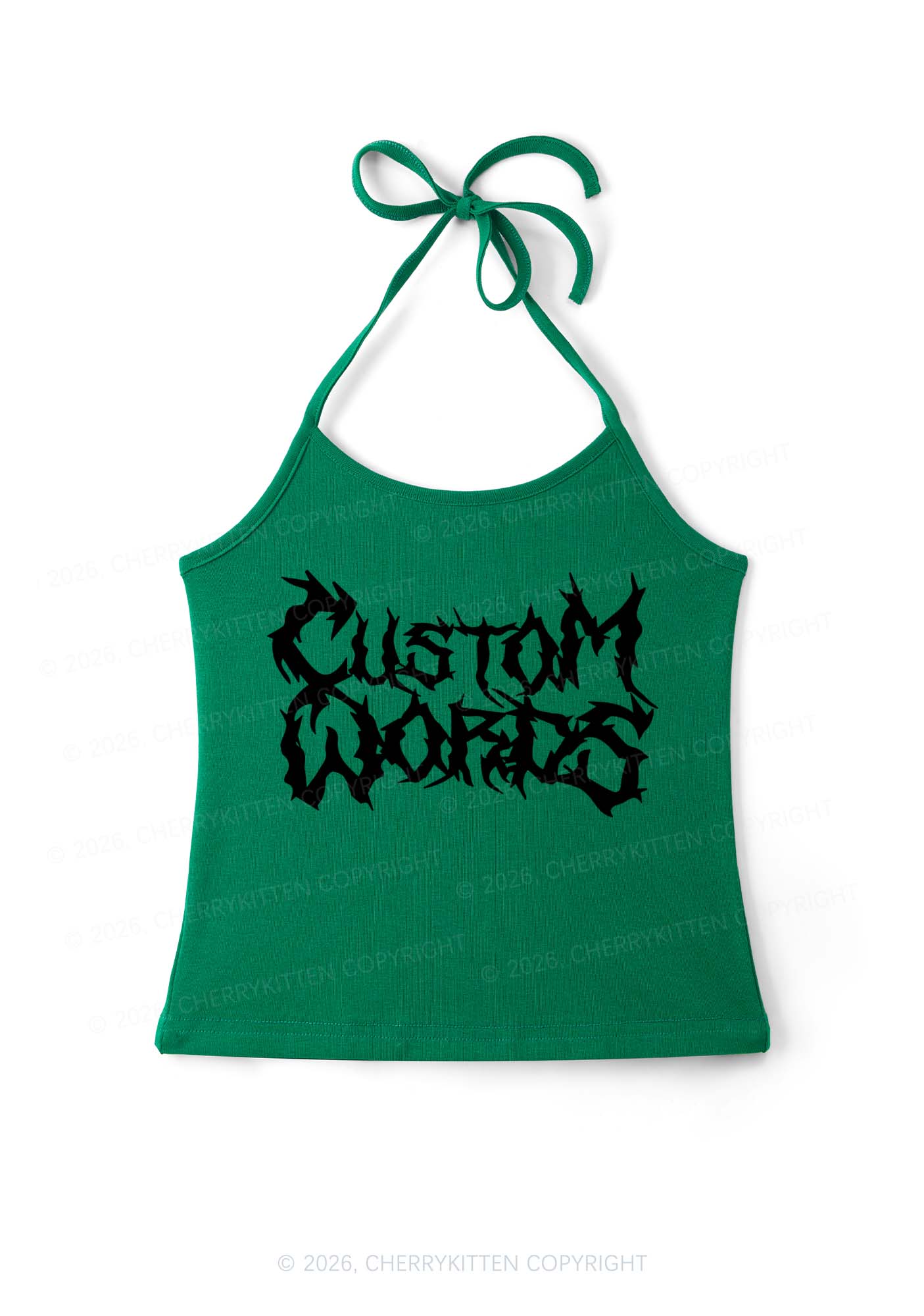 Custom Text Punk Font Y2K Halter Neck Cami Cherrykitten - Image 12