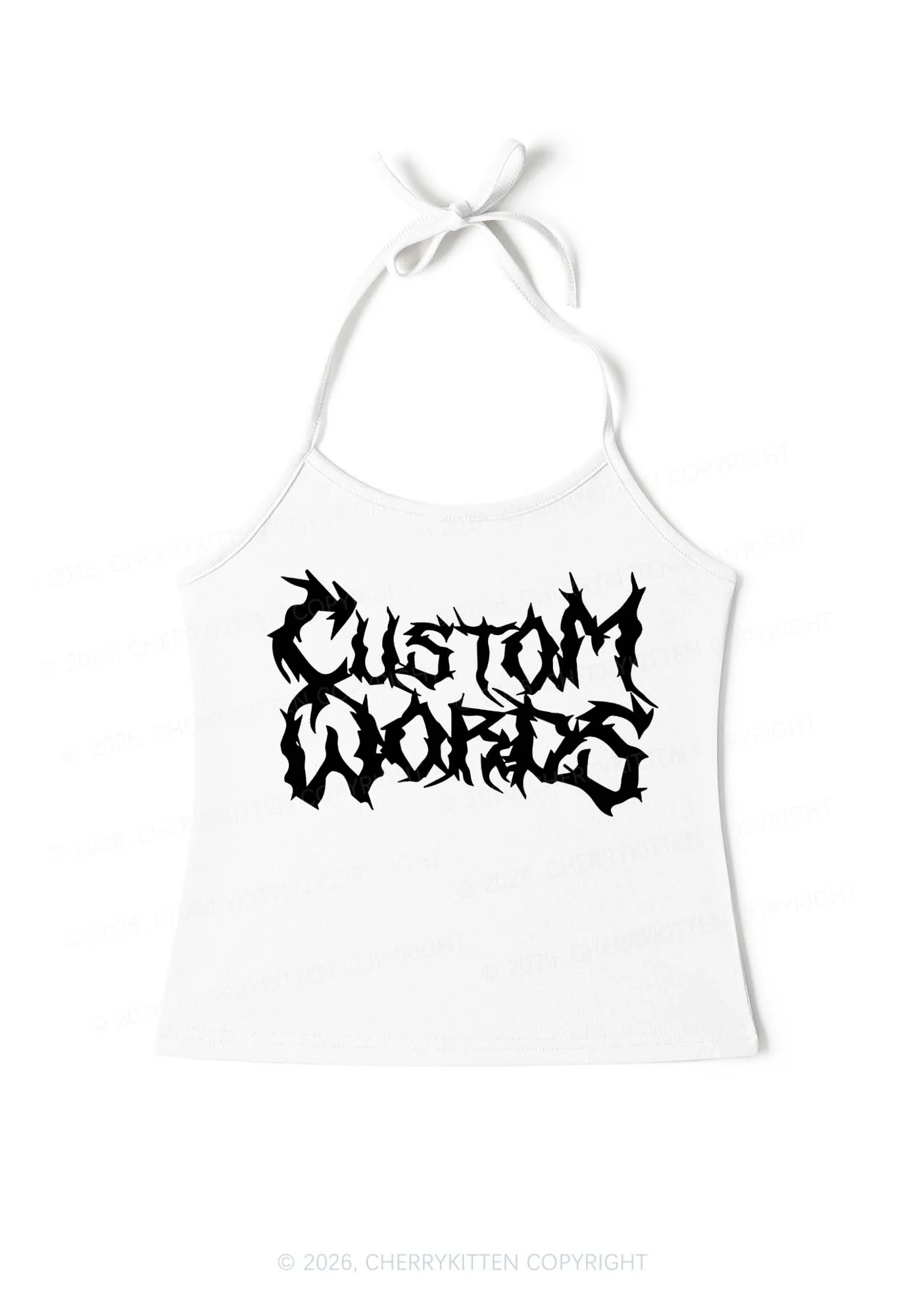 Custom Text Punk Font Y2K Halter Neck Cami Cherrykitten - Image 4