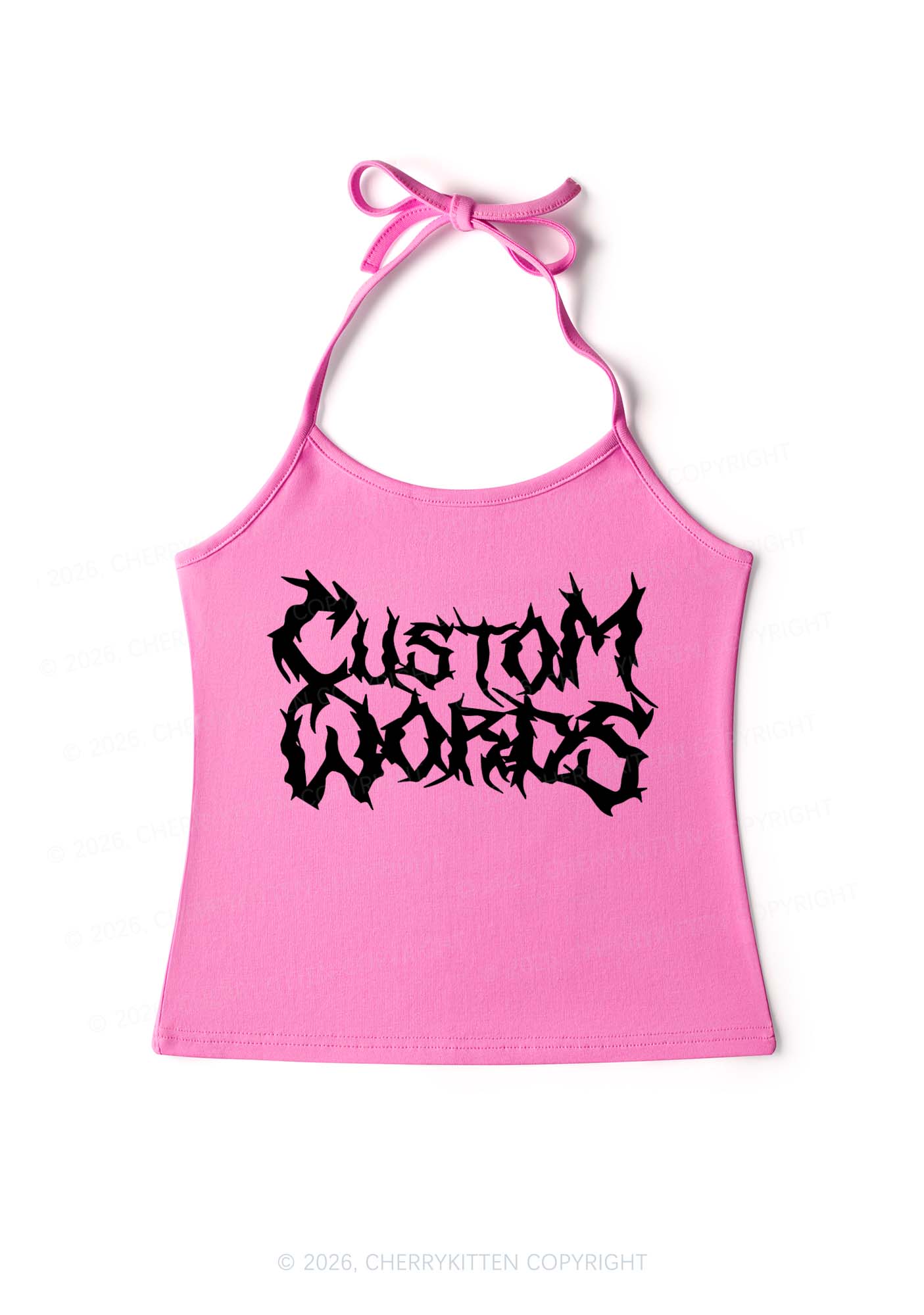 Custom Text Punk Font Y2K Halter Neck Cami Cherrykitten - Image 5