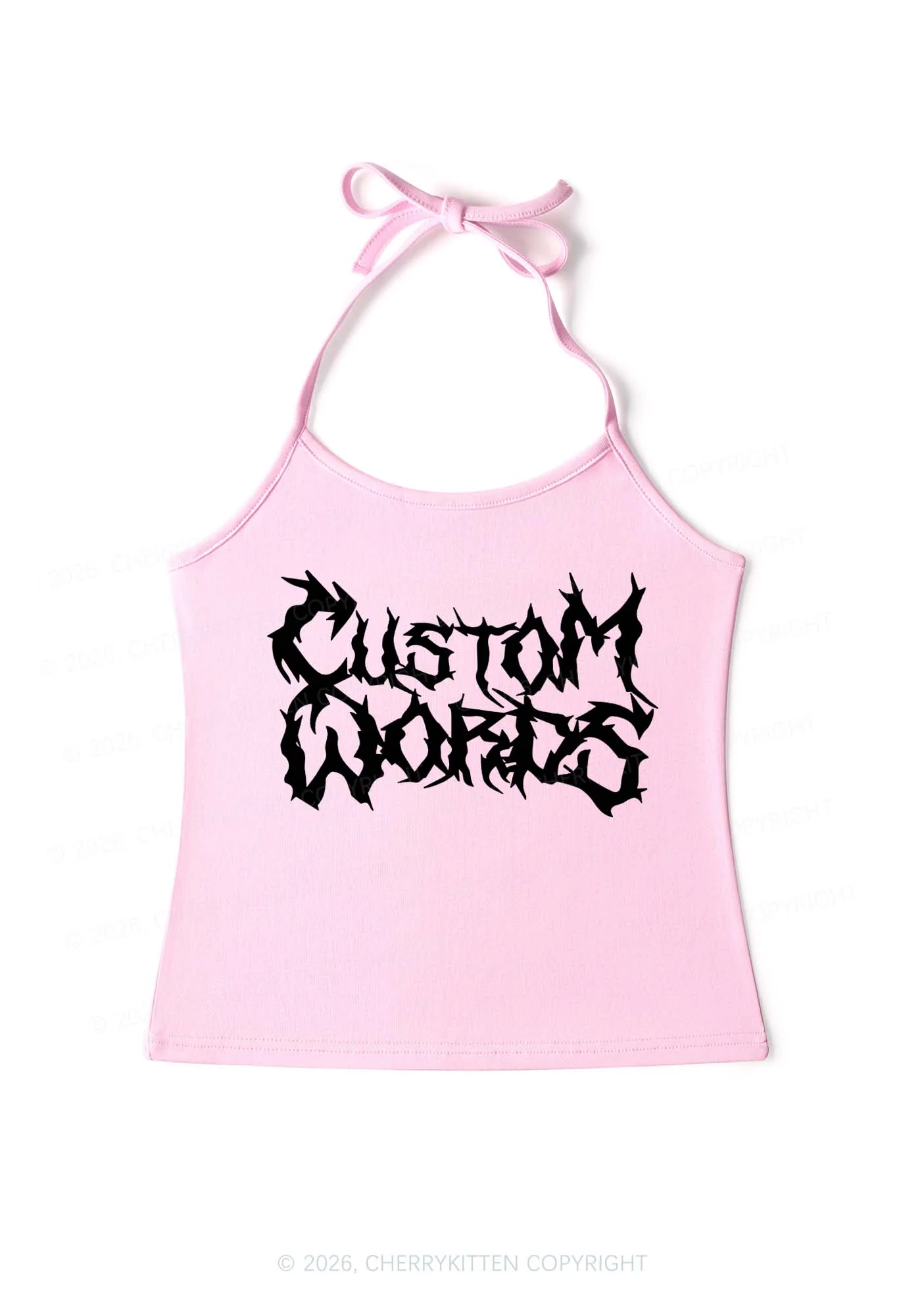 Custom Text Punk Font Y2K Halter Neck Cami Cherrykitten - Image 6