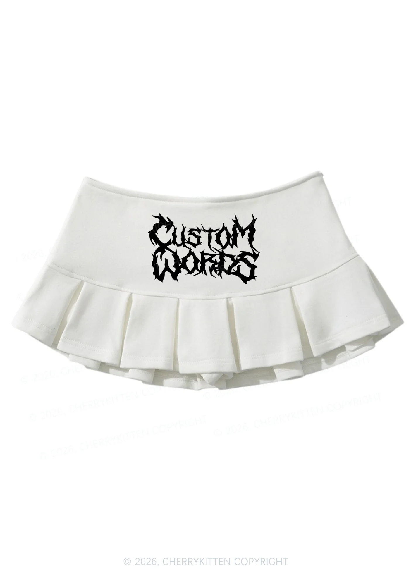 Custom Text Punk Font Y2K Mini Pleated Skirts Cherrykitten - Image 4