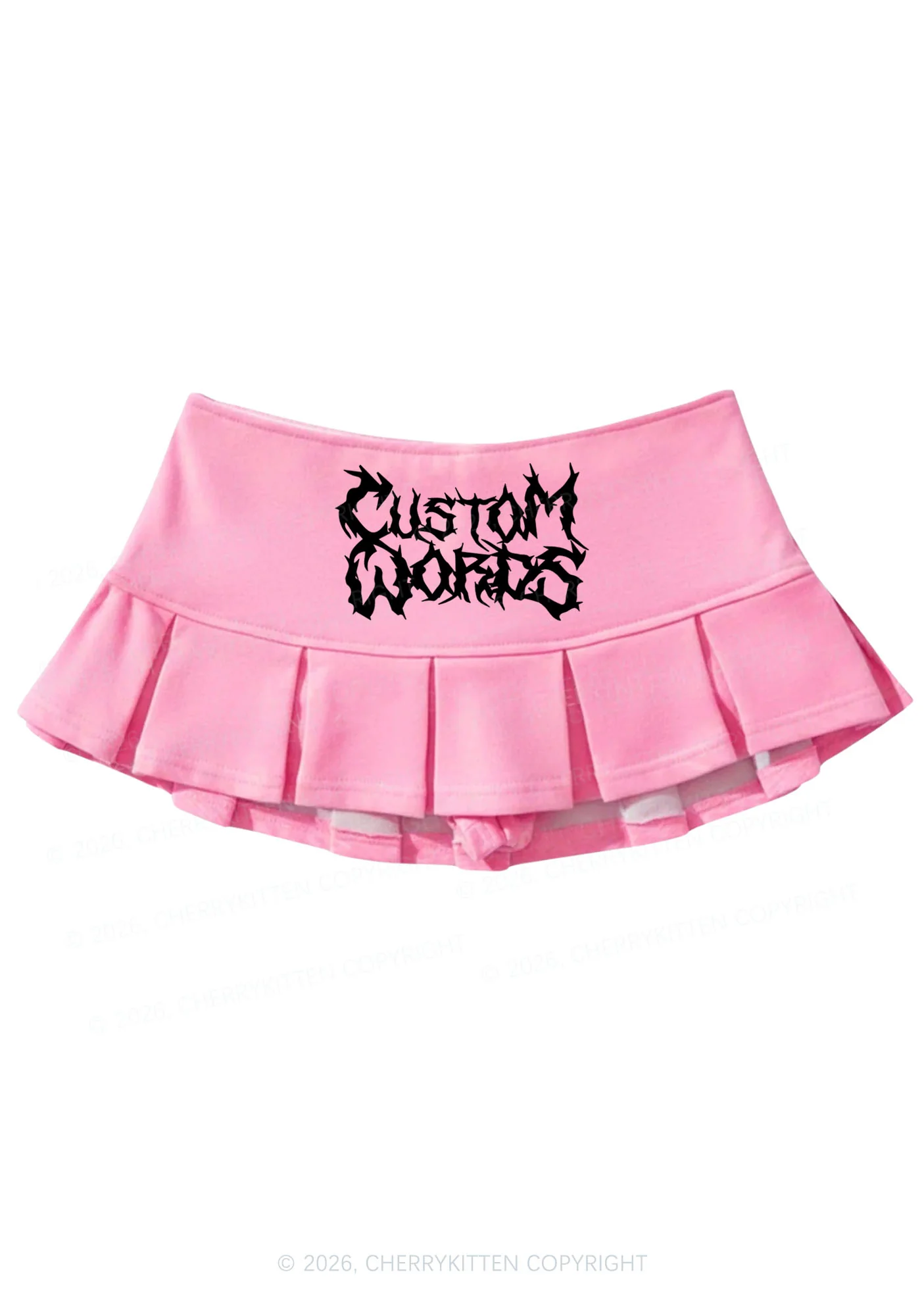 Custom Text Punk Font Y2K Mini Pleated Skirts Cherrykitten - Image 5