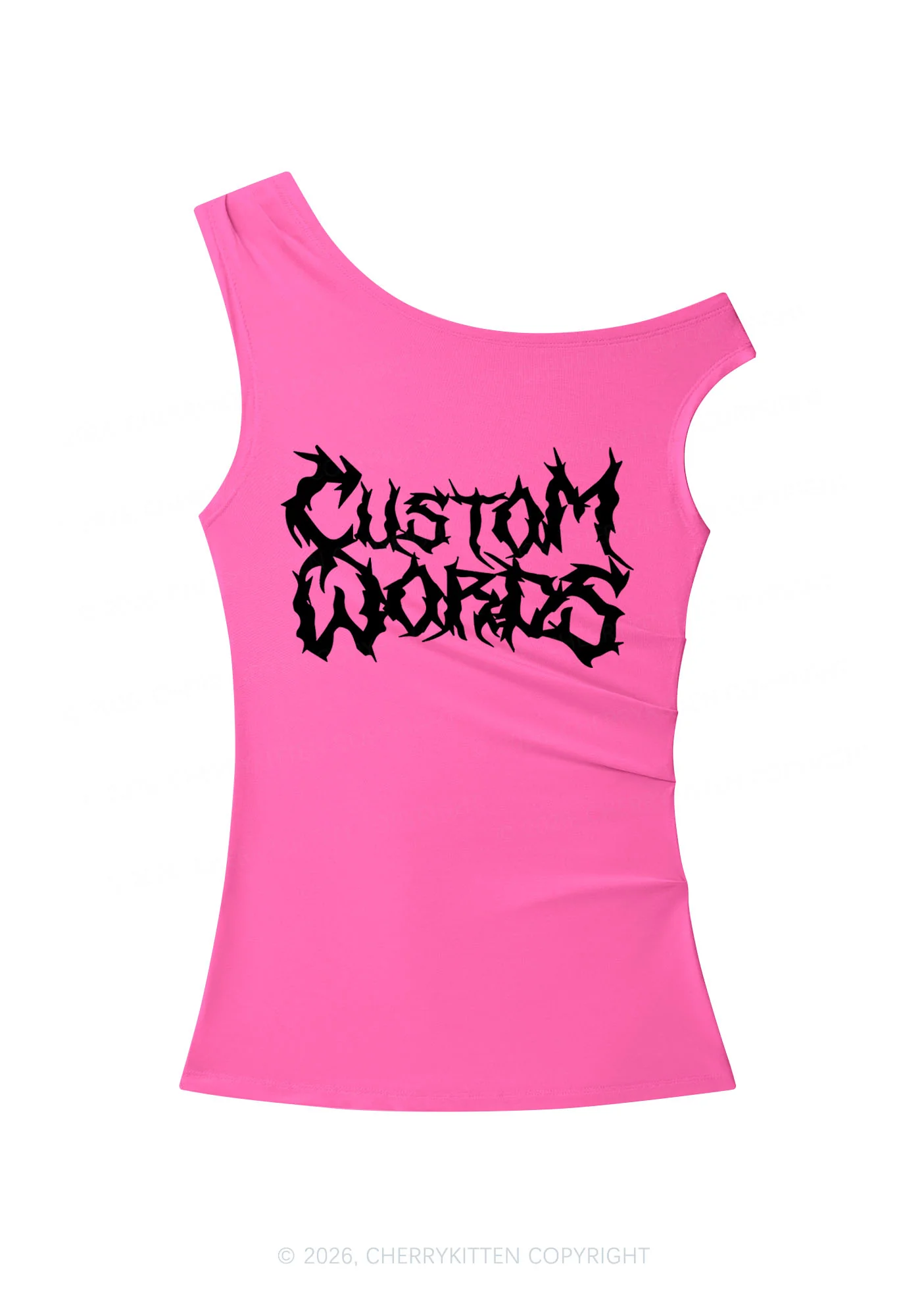 Custom Text Punk Font Y2K Off Shoulder Tank Top Cherrykitten - Image 4