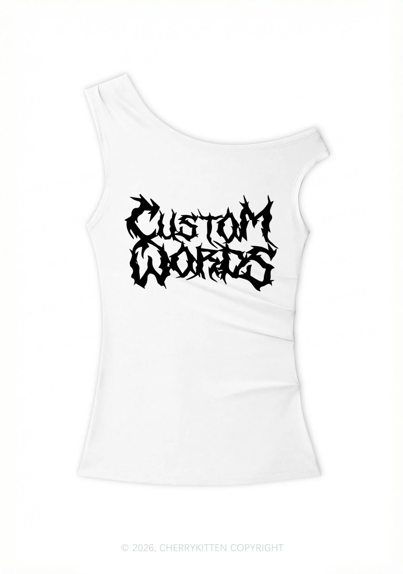 Custom Text Punk Font Y2K Off Shoulder Tank Top Cherrykitten - Image 5